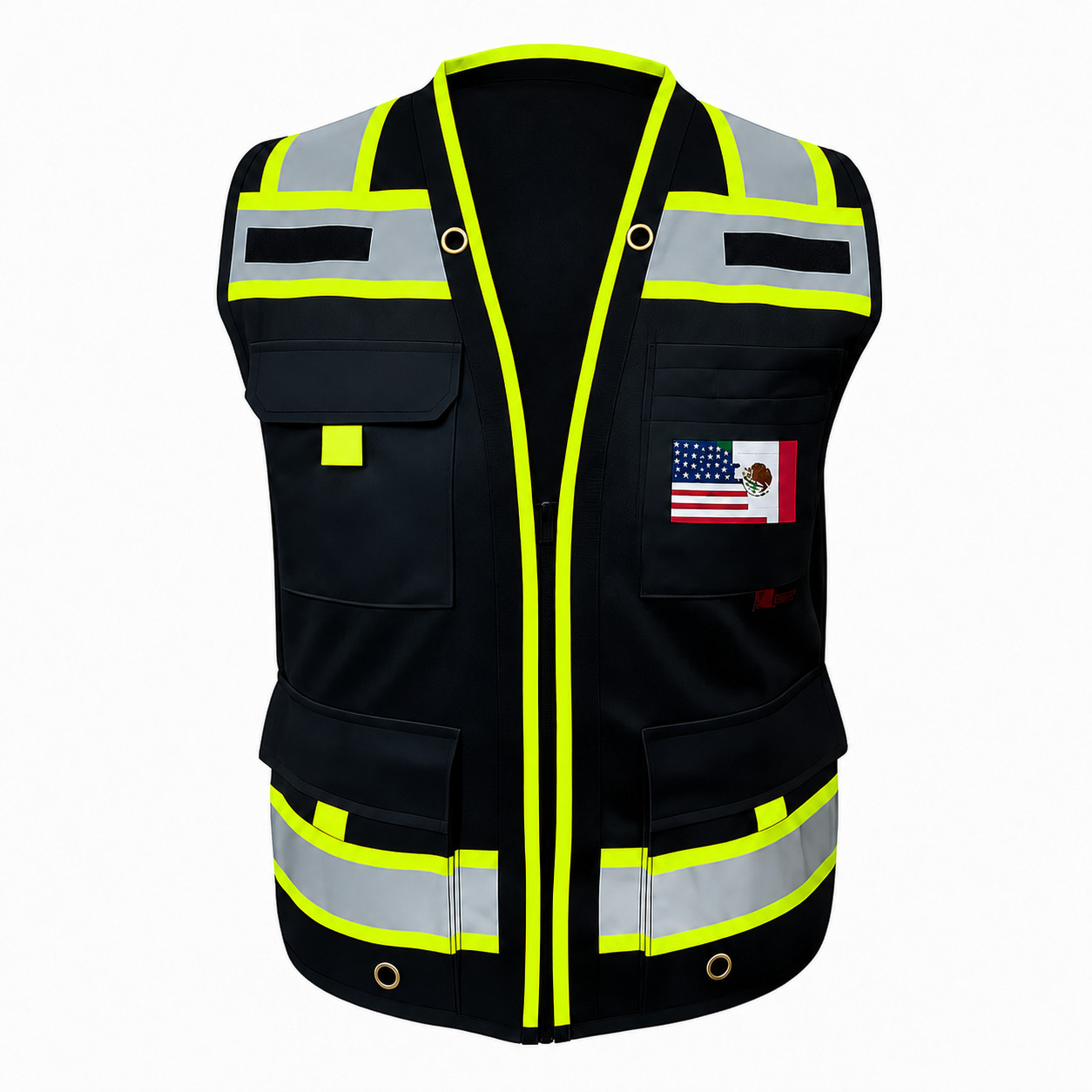 USA FLAG HIGH VISIBILITY Surveyor Two Tones Safety Vest Mesh front & back