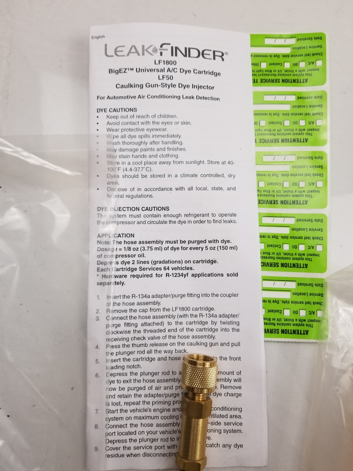 Tracer Products LF810 LeakFinder Dye Injection Kit – HVAC Systems