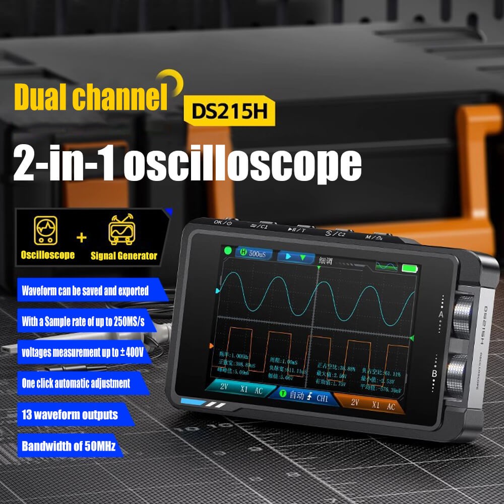 FNIRSI DS215H 2in1 Dual Channel Digital Oscilloscope Signal Generator 50MHz 250MSa/s