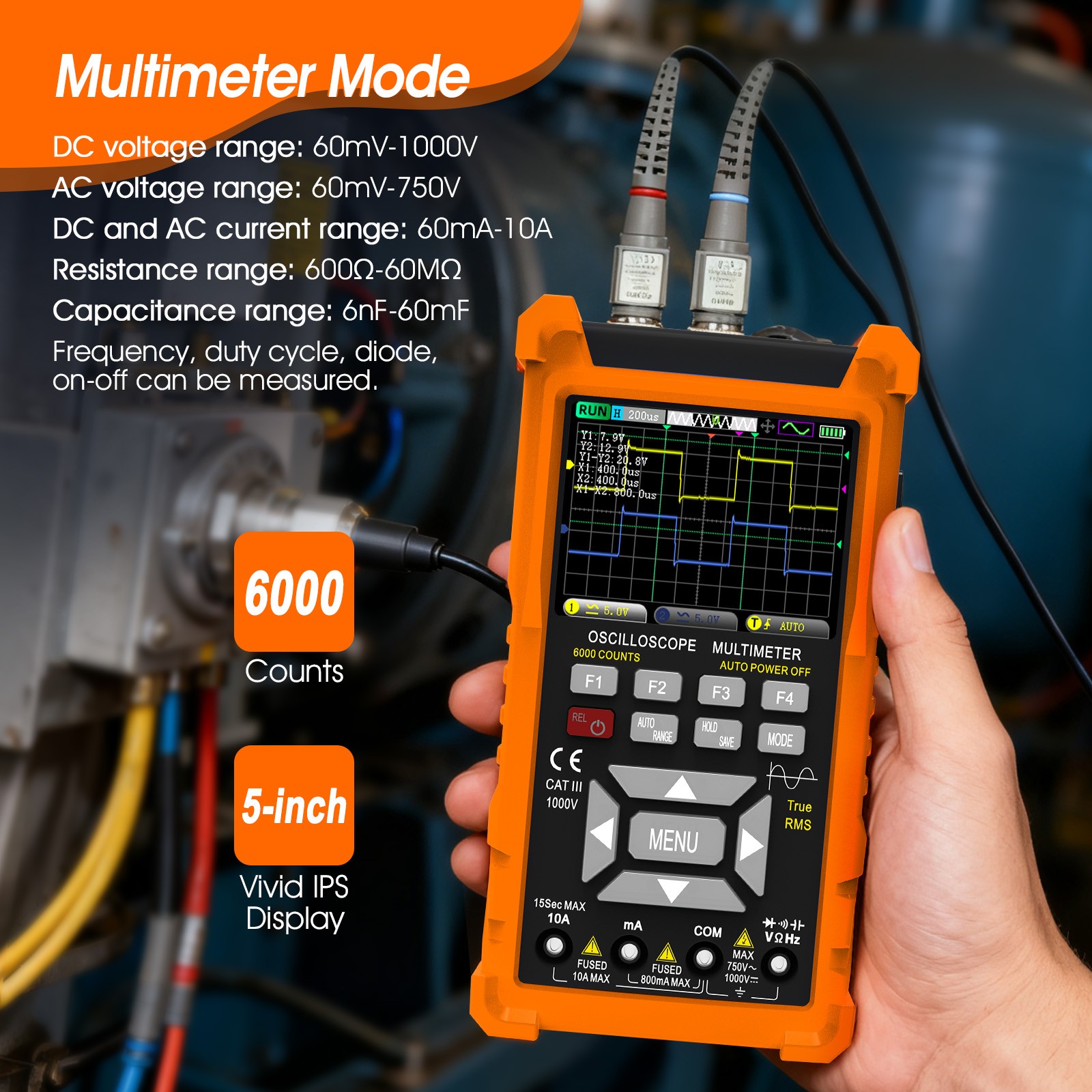 Digital 3in1 Oscilloscope Multimeter AUTO Signal Generator 1000V 50MHz Handheld