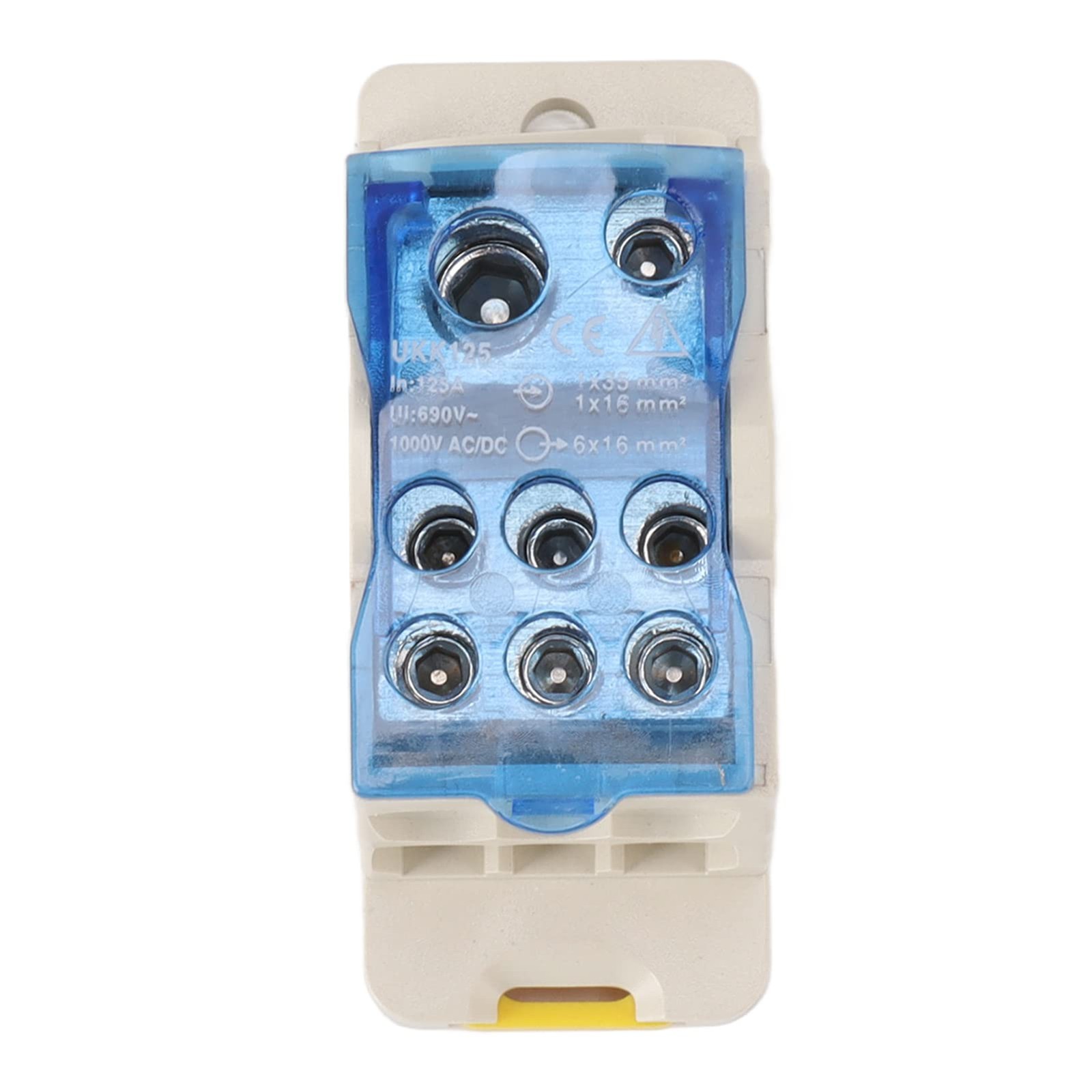 DIN Rail Power Distribution Box, 125A, AC DC 1000V, Terminal Block Connector