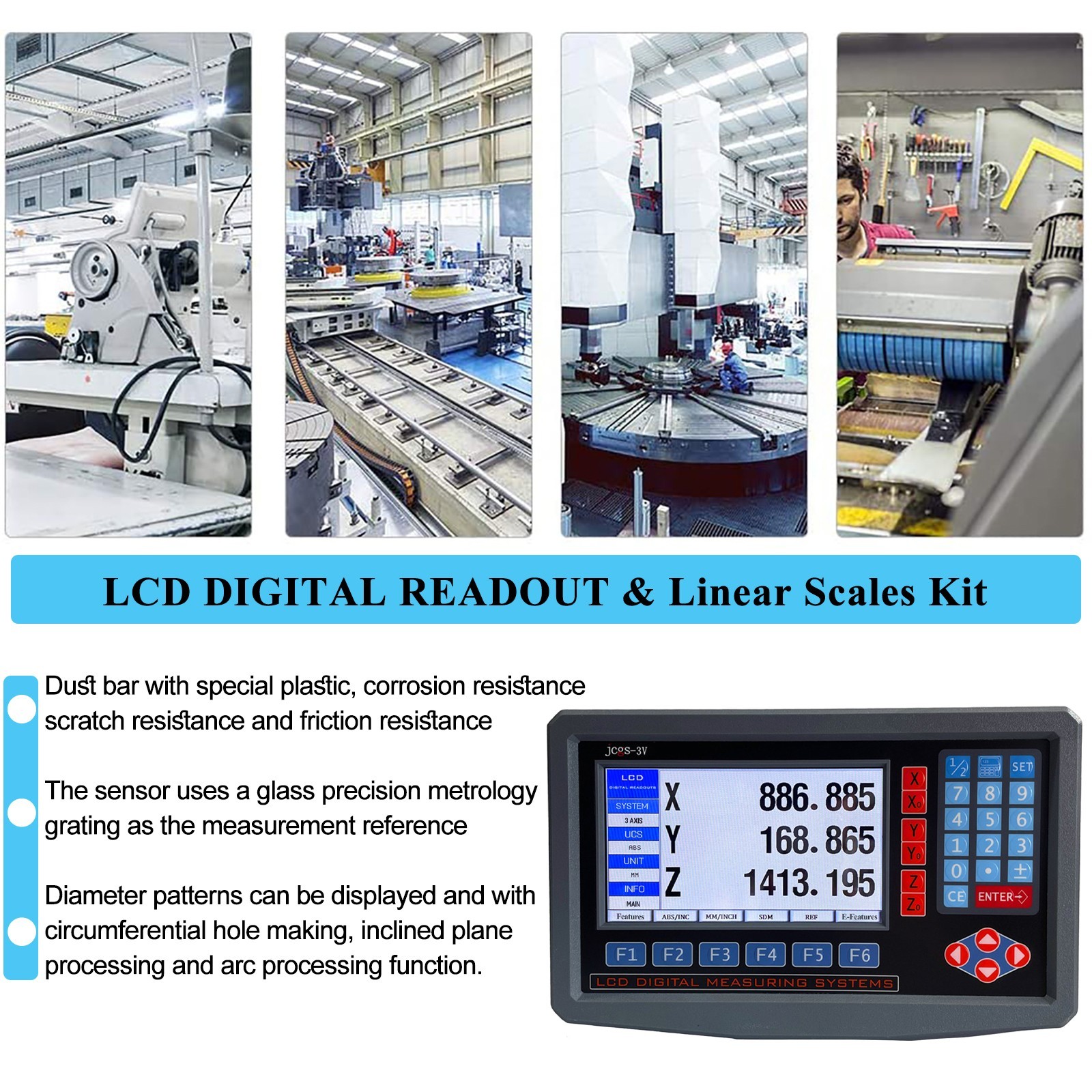 2/3 Axis Digital Readout Linear Scale DRO Display 5um for Bridgeport Mill Lathe