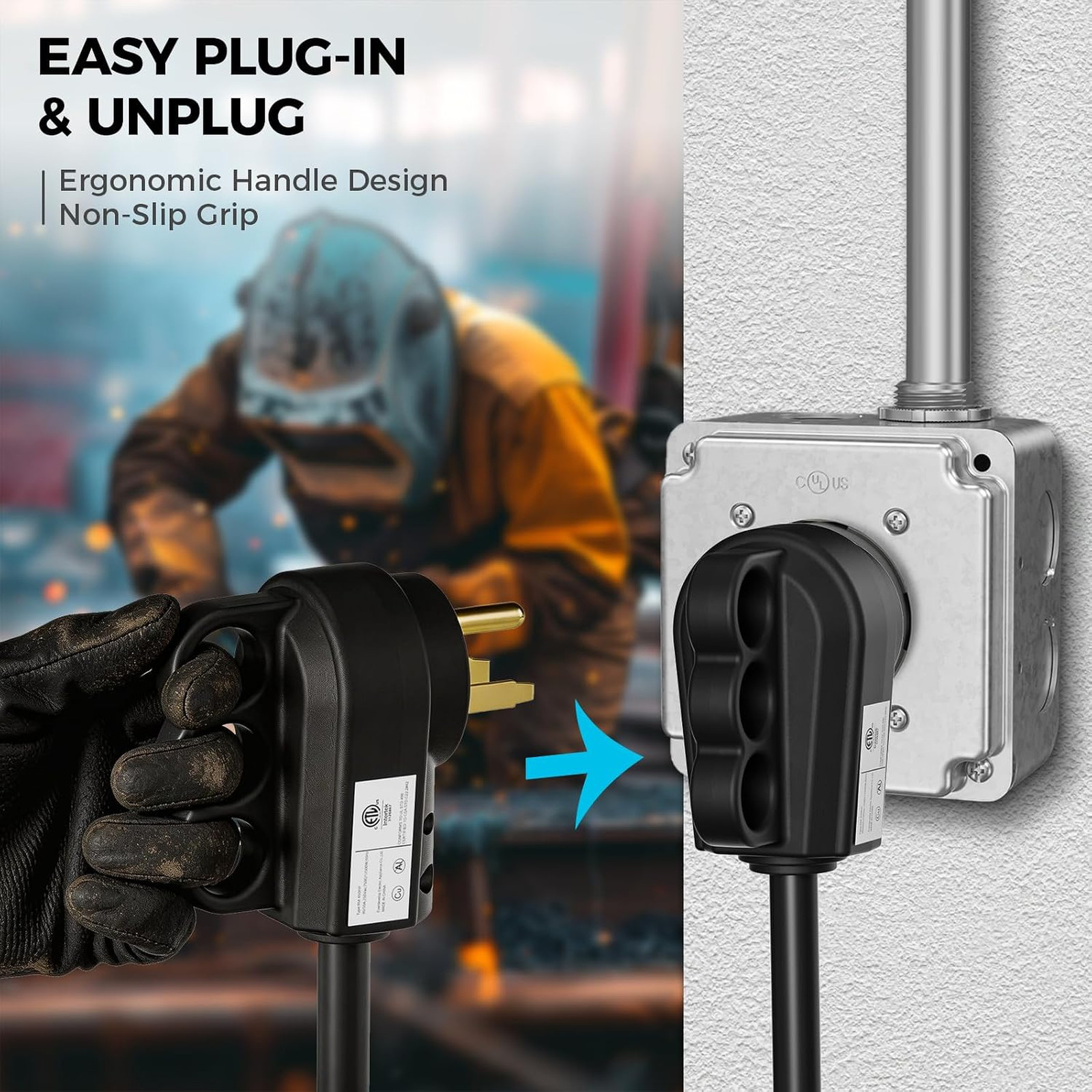 1 Set ETL Listed NEMA 6-30P/6-50P Male Plug and NEMA 6-50R Female Receptacle
