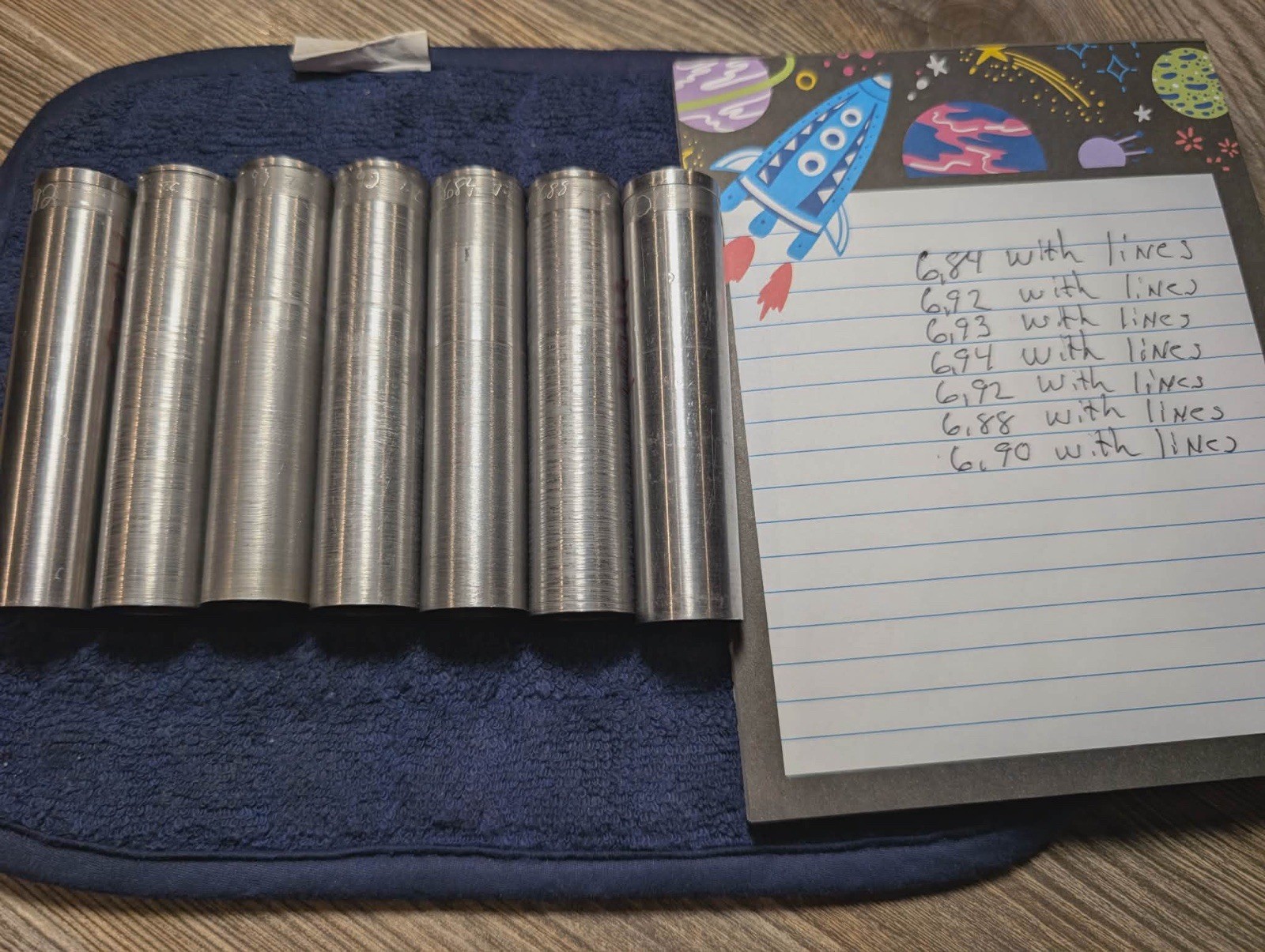Aluminum Round Rod Bar Stock Lot of 7, 0.812 in OD x 6.84 in Length