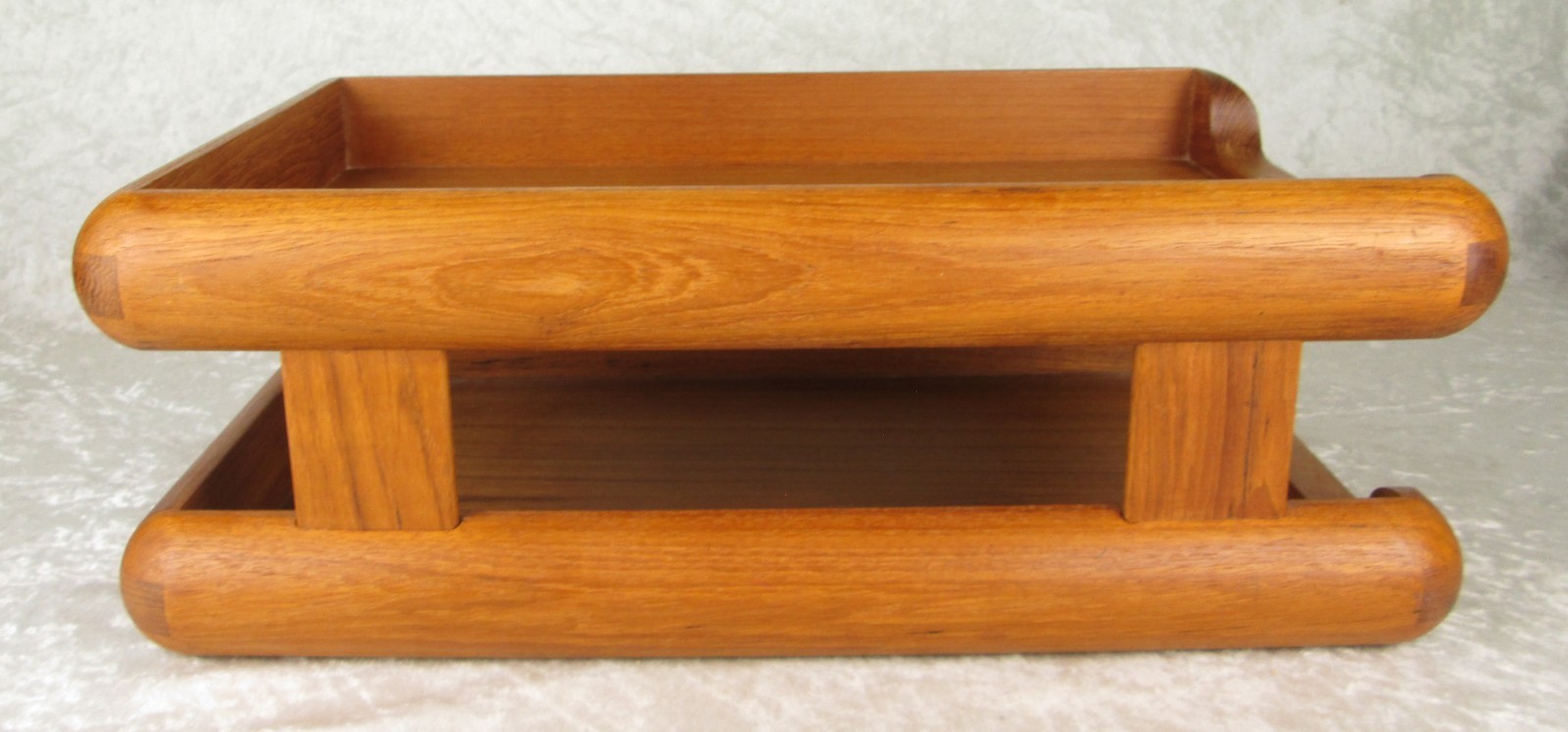 Kalmar Teak Double Letter Desk Tray Danish Modern 10-3/4 inch Wide x 16-1/4 Deep