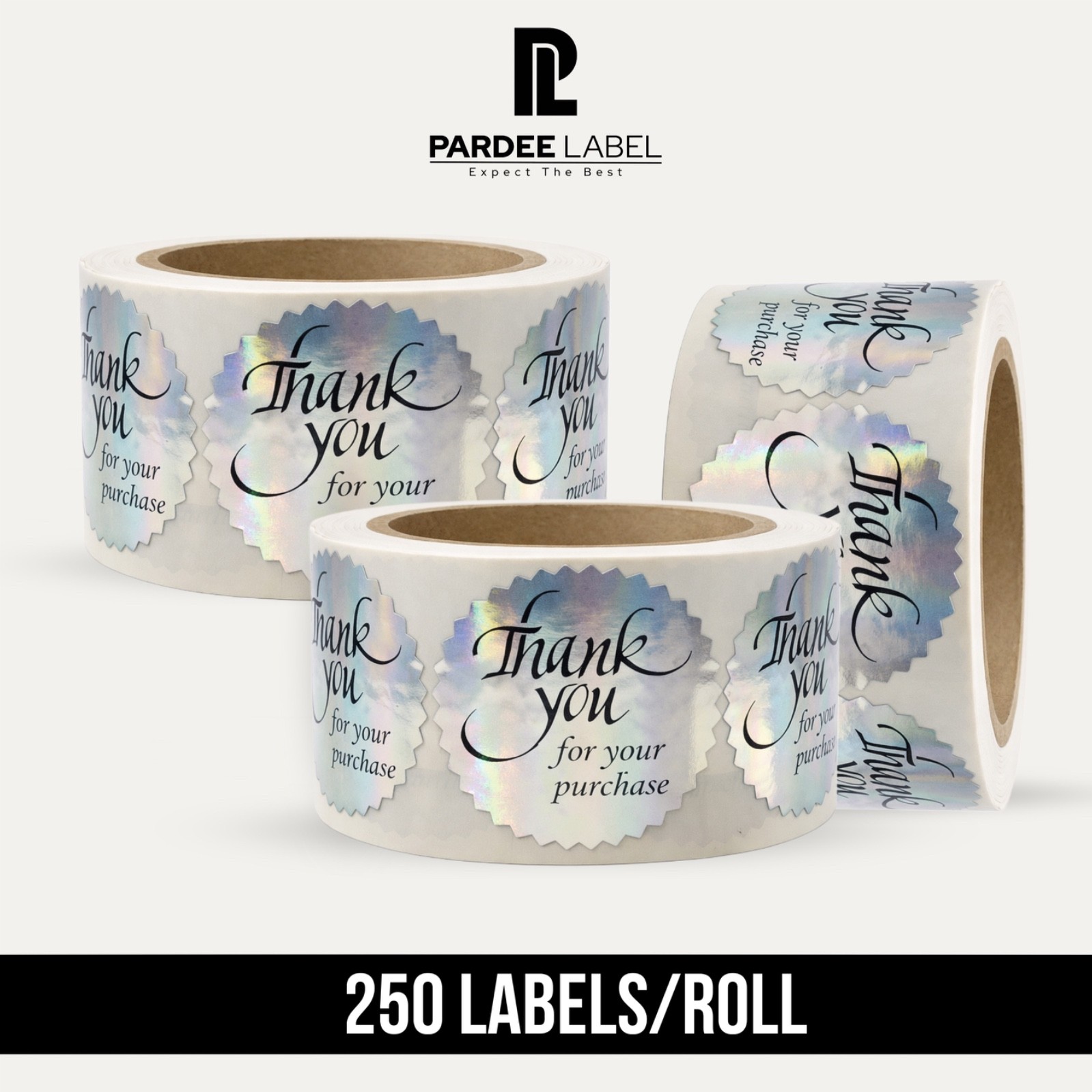 Thank You Holographic Stickers 2″ Starburst Labels 250/Roll Packaging Seal
