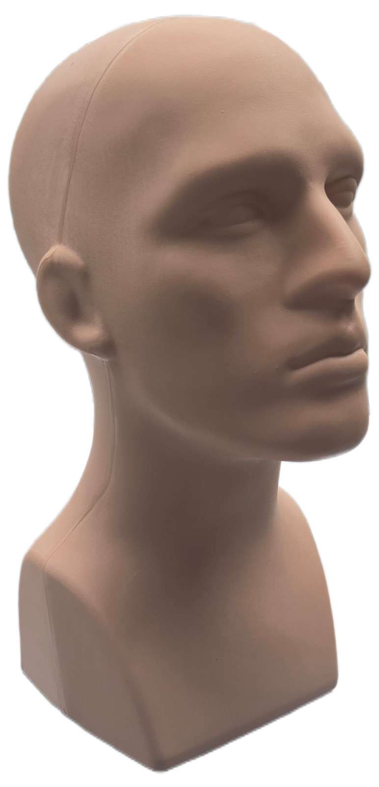 15″ Tall, Male Mannequin Head, Table Top Display, Durable PE Plastic, Flesh
