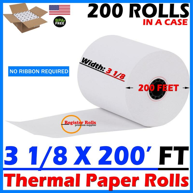 3 1/8″ x 200′ 50 ROLLS THERMAL PAPER CASH REGISTER POS PAPER ROLL RegisterRolls®