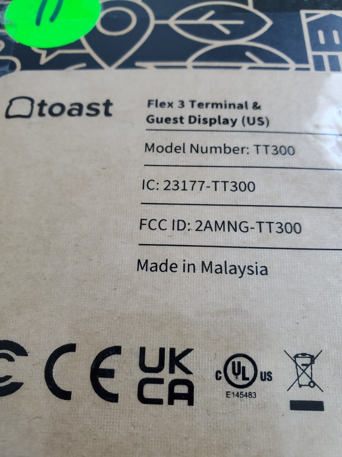 15″ Toast Flex 3 POS Terminal & Guest Display Data Processing System -MPN: TT300