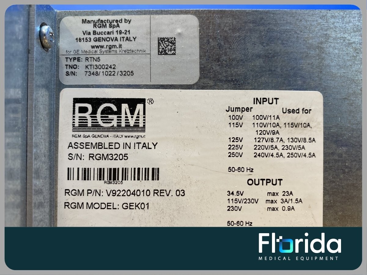 GE VOLUSON E6 / E8 / Expert PRIMARY POWER SUPPLY Model: RTN5 KTI300242