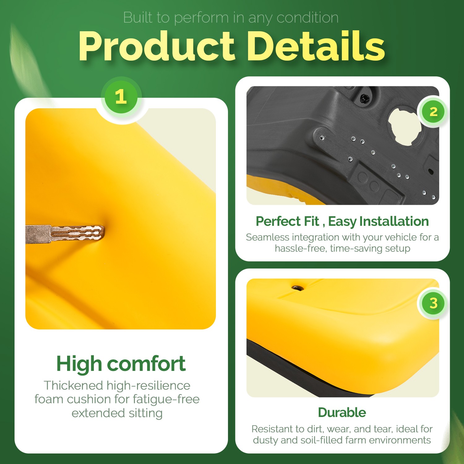 Yellow 2 Seats For John Deere Gator XUV 620i XUV 850D 4X2 HPX 4X4 HPX Gator