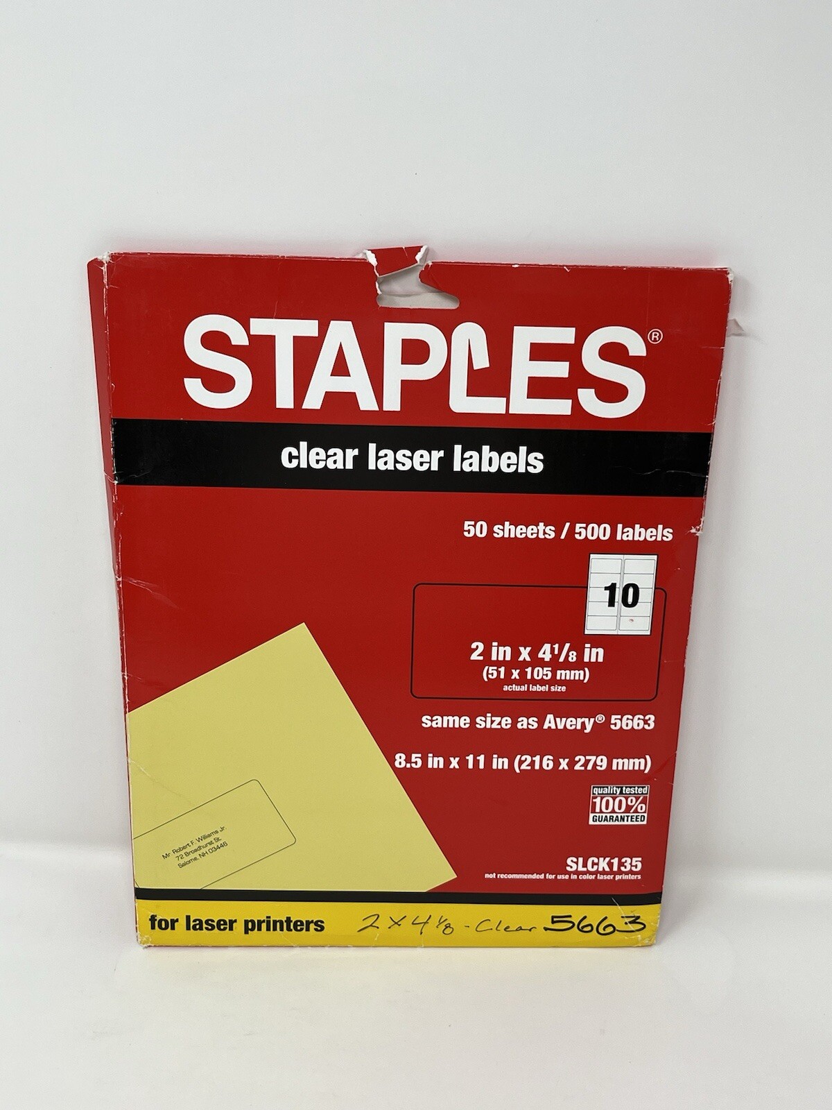 2 x 4 1/8 Inches shipping label 42 sheets, 420 labels ( Open Box)