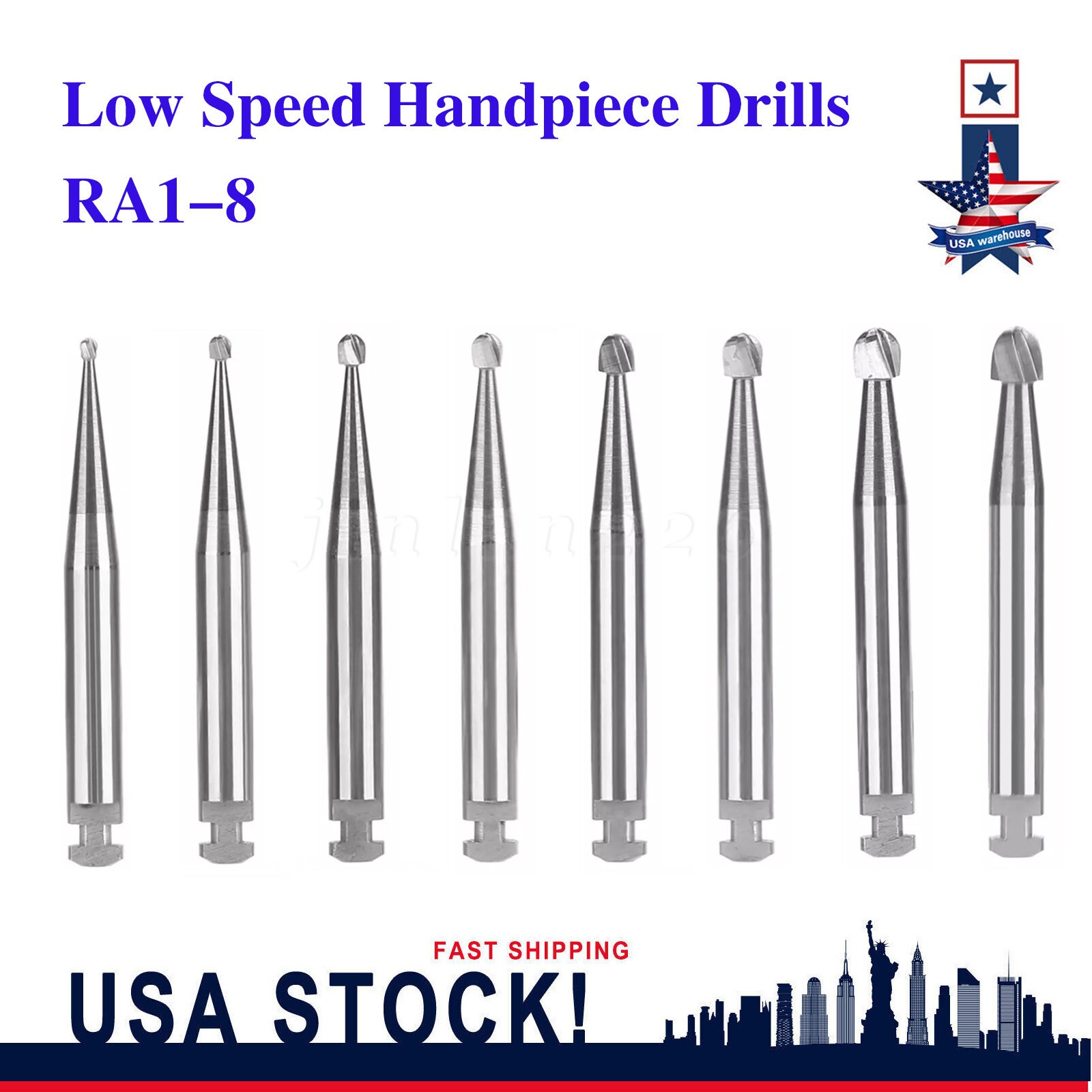 Dental Round Carbide Bur for Slow Speed Latch Type Handpiece RA 1 – RA 8 Burs ty