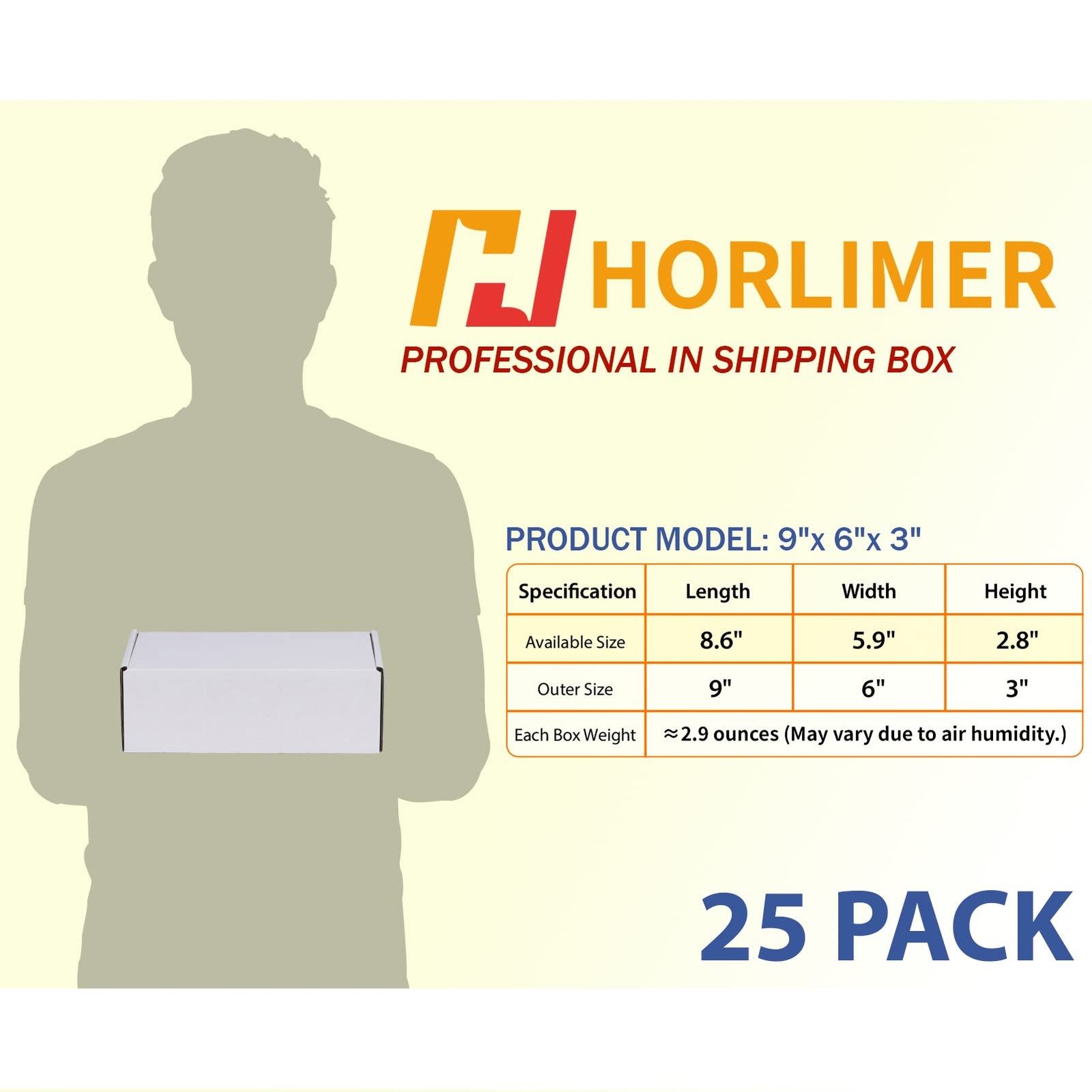 HORLIMER 9x6x3 inches Shipping Boxes Set of 25, White 9″ x 6″ x 3″,