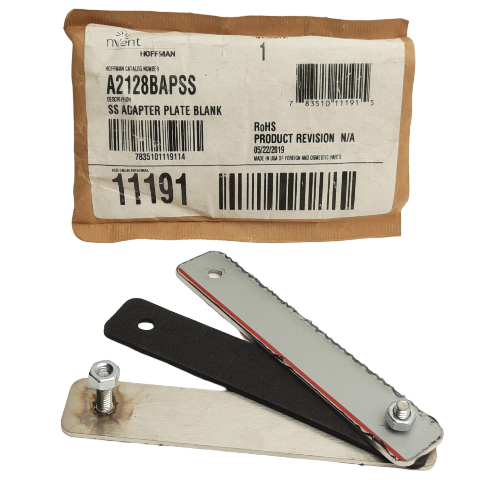 Nvent Hoffman A2128BAPSS Blank Adapter Plates For Large Disconnect Enclosure