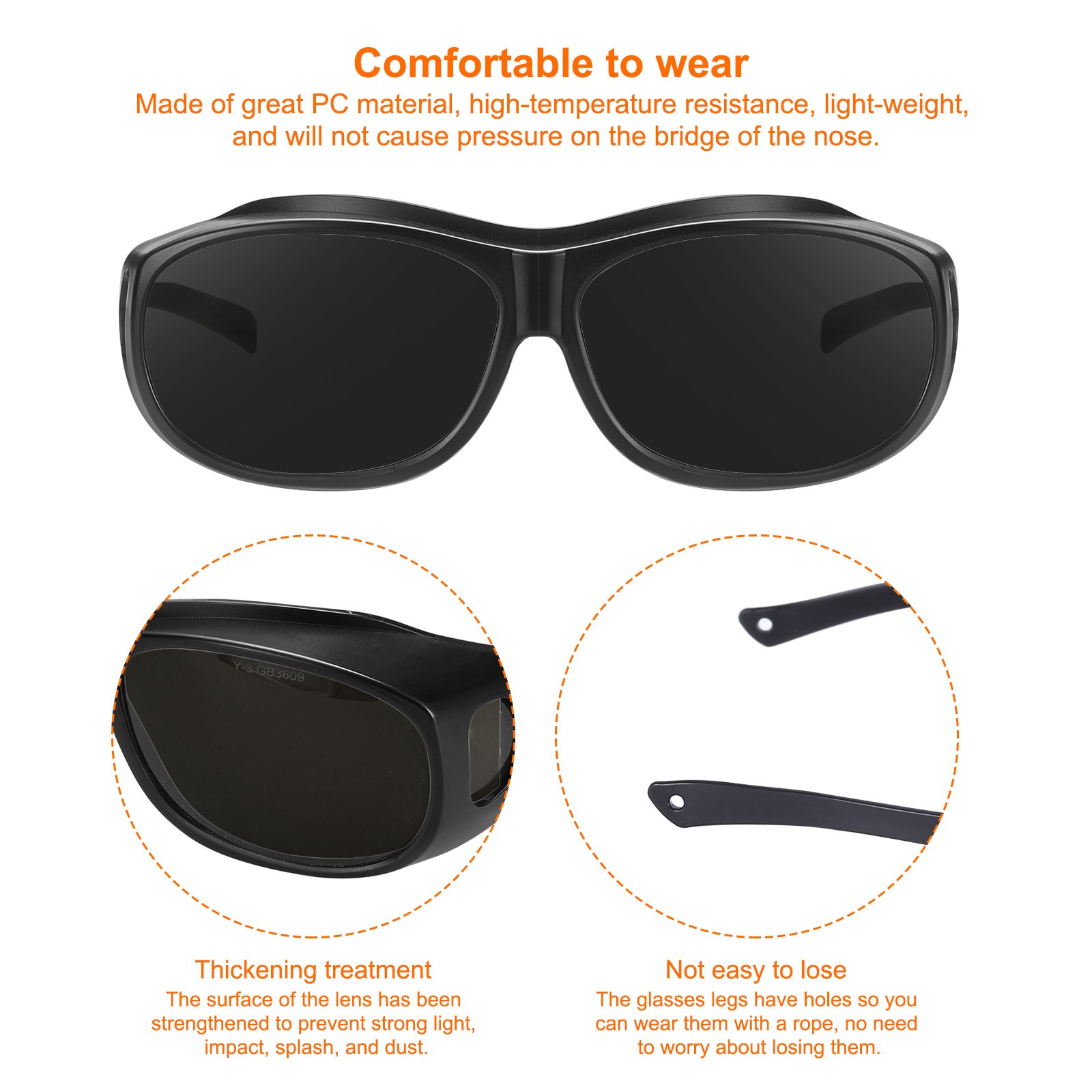 Welding Glasses IR Shade 6 CE Certified Protective Wrap-Around Lens
