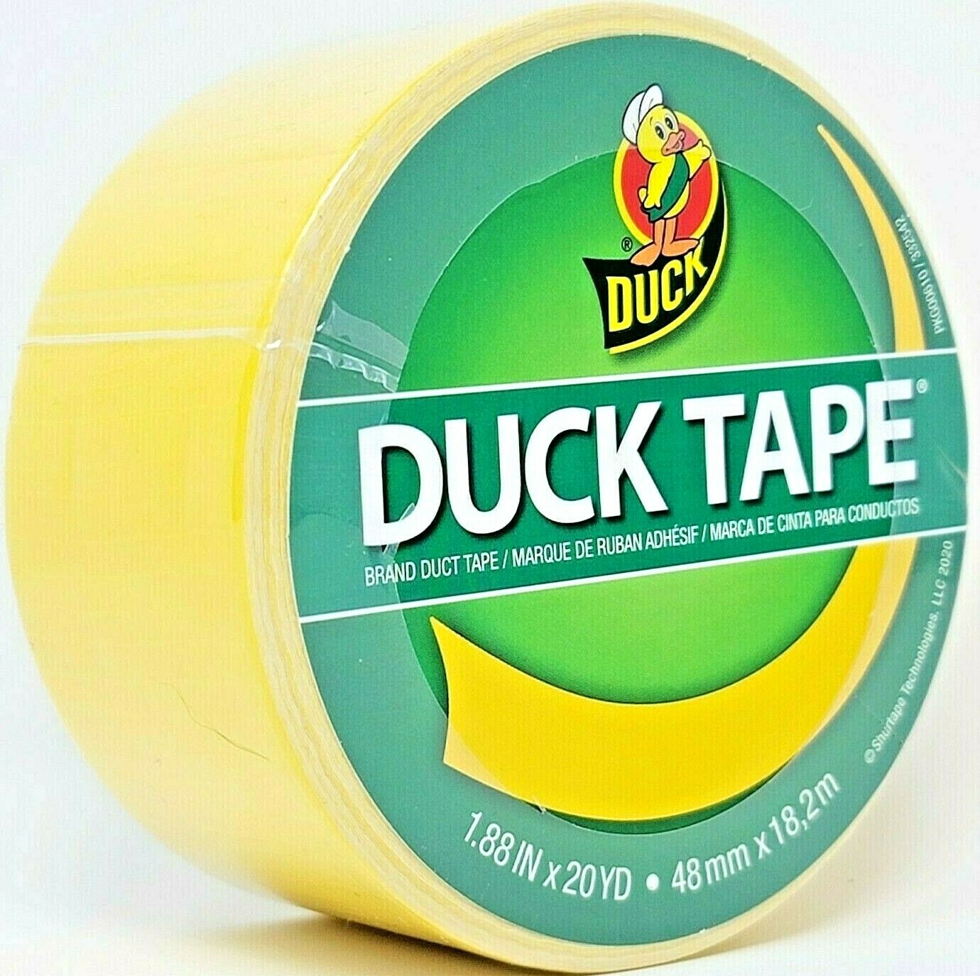 Duck Colored Duct Tape – Yellow – 1.88″ Width x 60 Ft Length, 1 Roll, 3″ Core