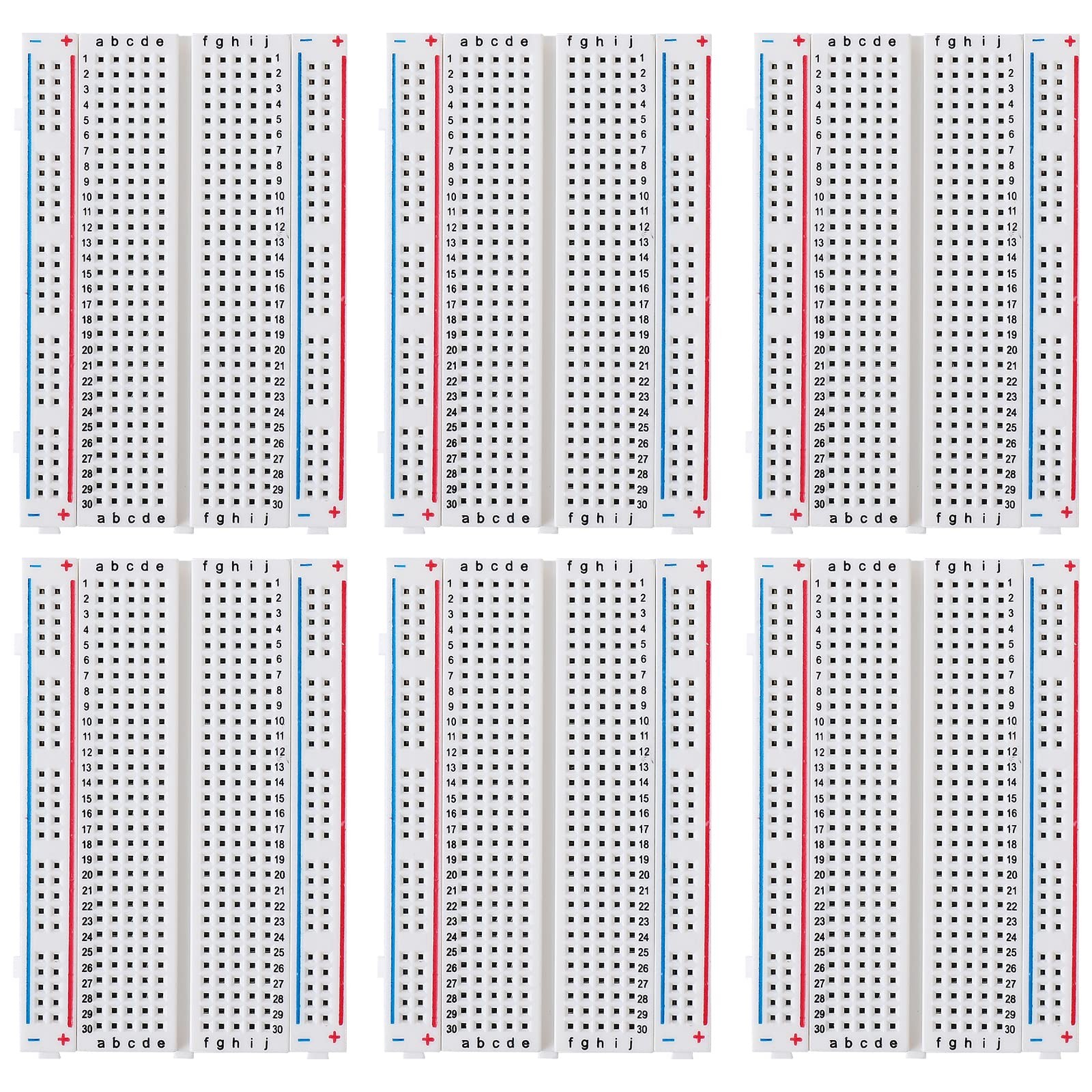 6 Pcs 400 Point Solderless Breadboard Prototype Board Kit White Electronics
