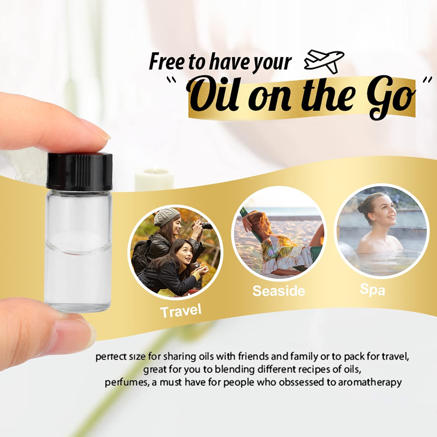 USRommaner 50 Pack,5ml (1/6 oz) Clear Glass Liquid Sample Vial with Screw Cap…