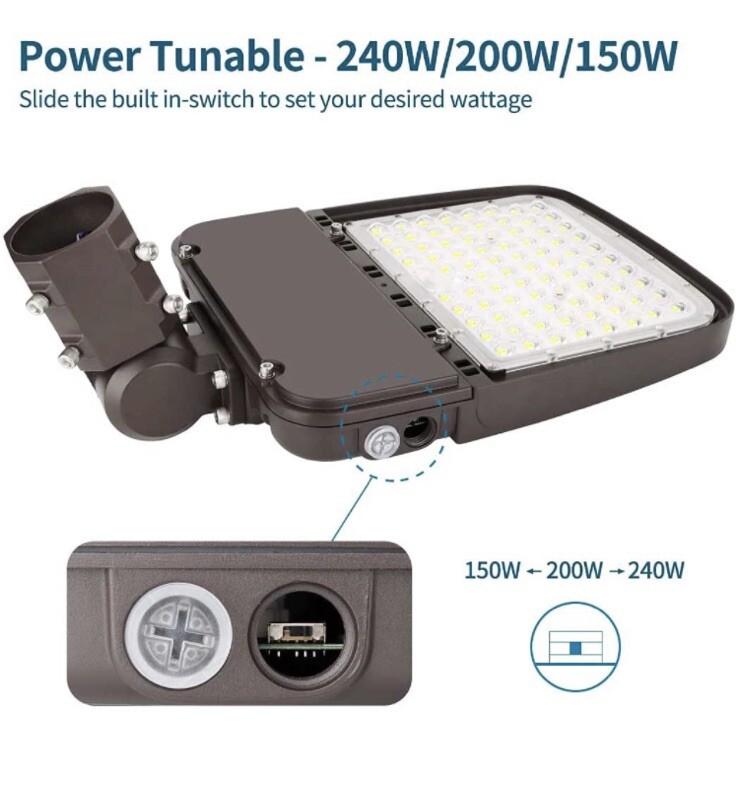 Xbuyee 200W LED Parking Lot Light with Photocell, Dimmable LED 200.0 Watts
