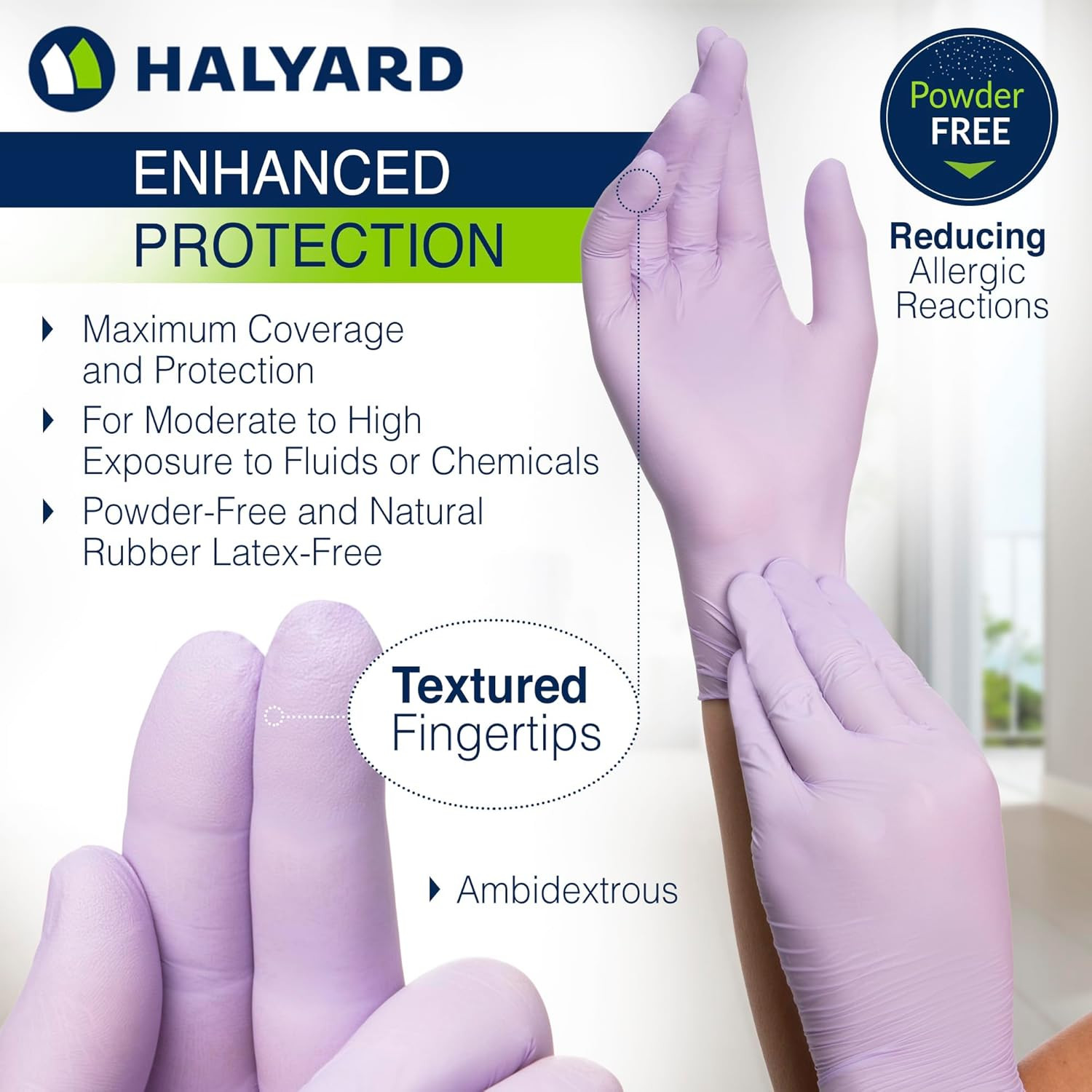 Lavender Nitrile Exam Gloves, Disposable, Household Cleaning Supplies for First