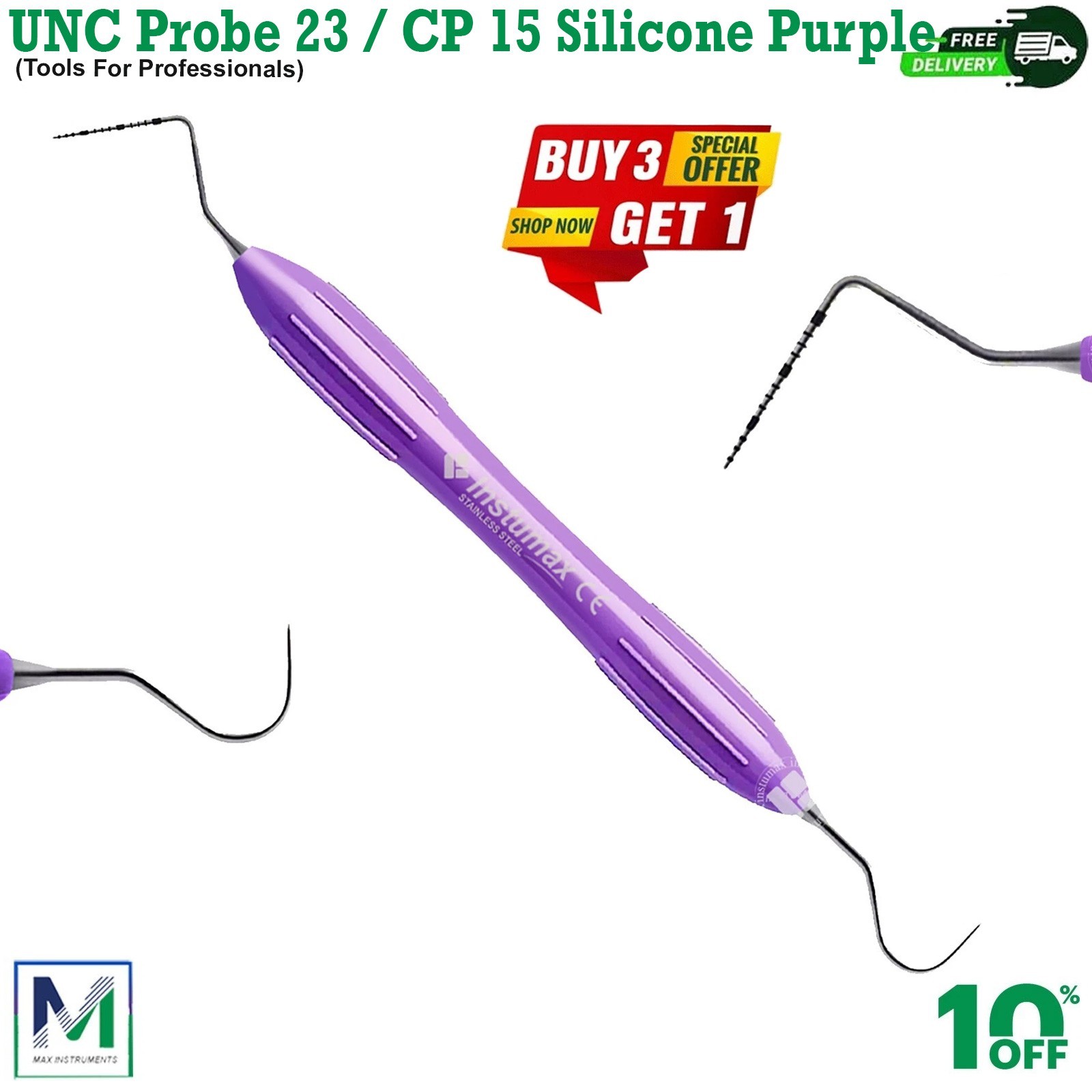 Dental Perio Explorer 23 Probe UNC 15 Silicone Handle Color Marking Double Ended