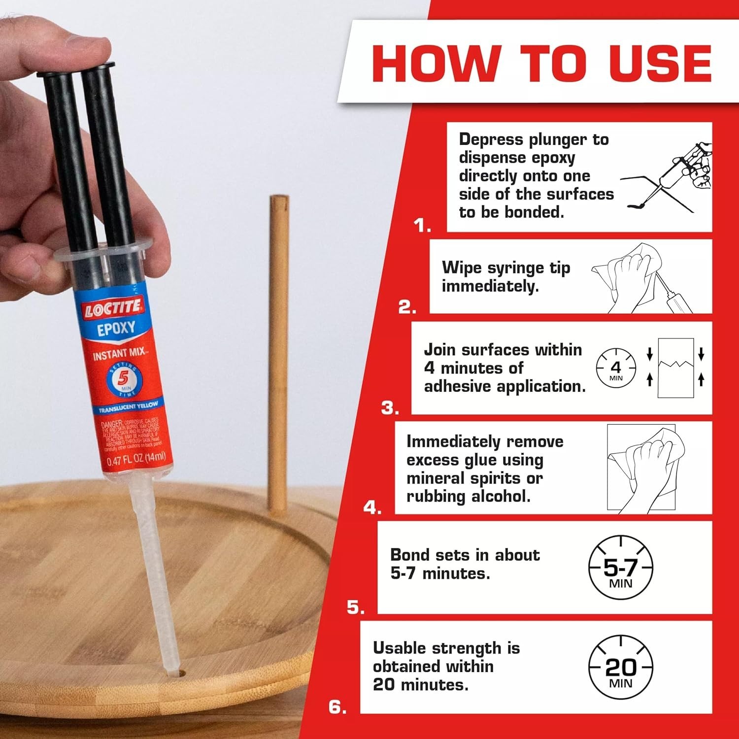 Self-Mixing Epoxy Syringes, 6 Pack for Easy Application and Strong Adhesion