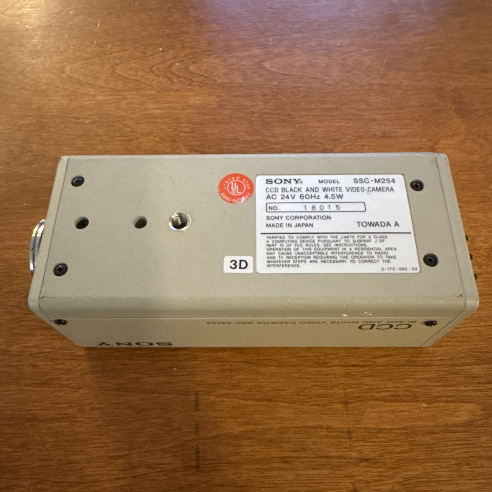 Sony CCTV CCD Camera Model SSC-M254 Made In Japan Untested