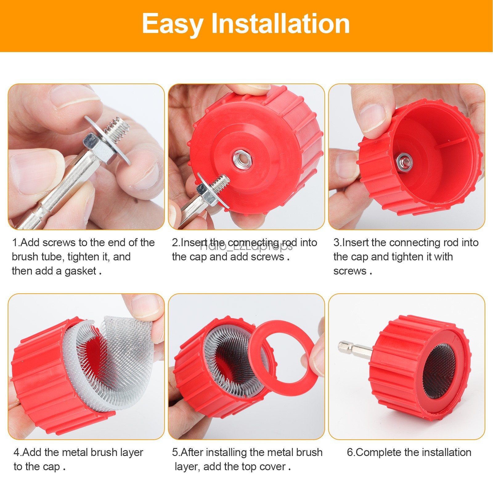 Copper Pipe Cleaner Set for Drill 1/2″ 3/4″ 1″ Bore Brush Kit Plumbing HVAC Tool