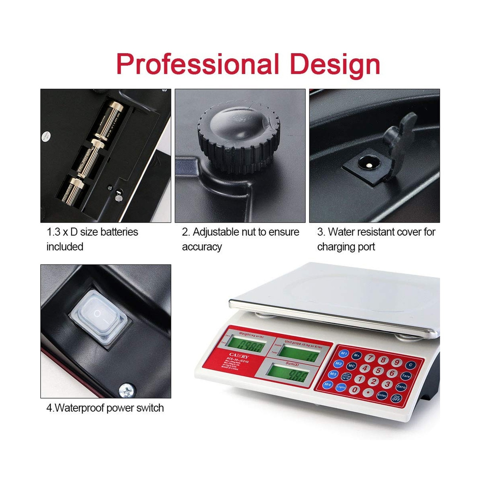 CAMRY Digital Price Computing Scale 66lb/30kg Commercial Produce Scale with S…