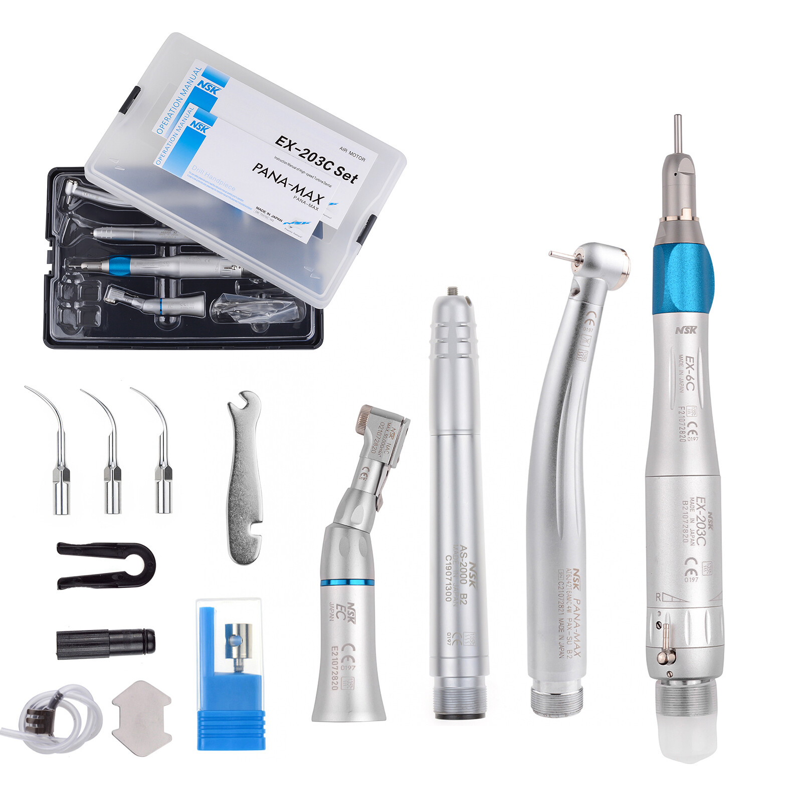 Dental PANA-Max LED High Speed Handpiece+Air Scaler+EX203C Low Speed 2H
