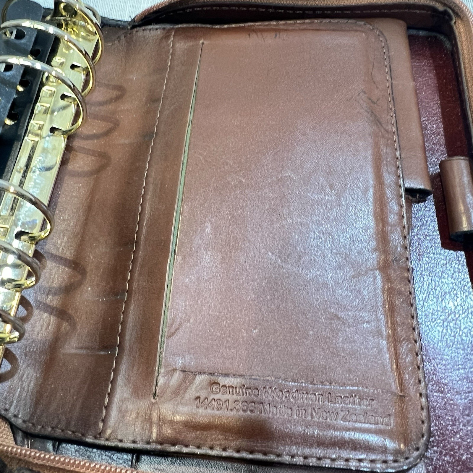 Franklin Quest Woodman Planner Full Zip 6 Ring Leather Organizer Binder VINTAGE