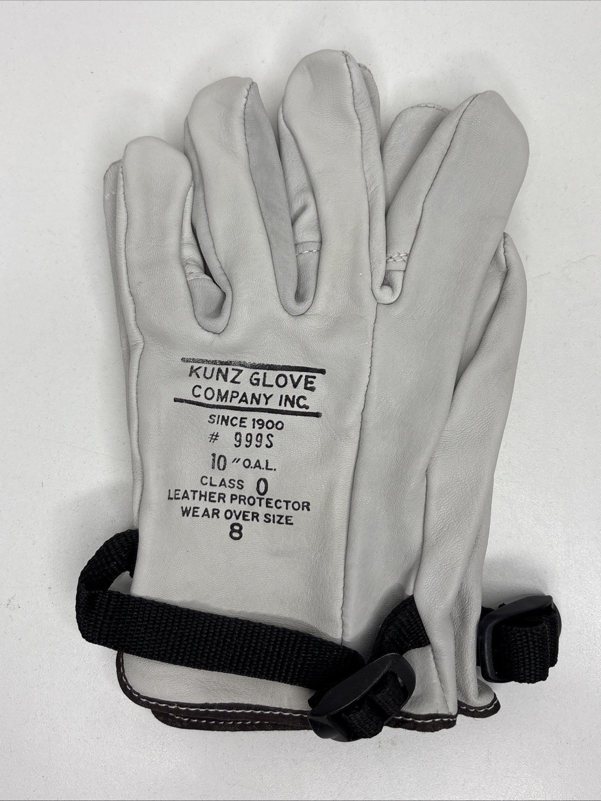 Kunz Gloves Class 0 Goatskin Leather Protector #999S Wear Over Size 8 Rubber