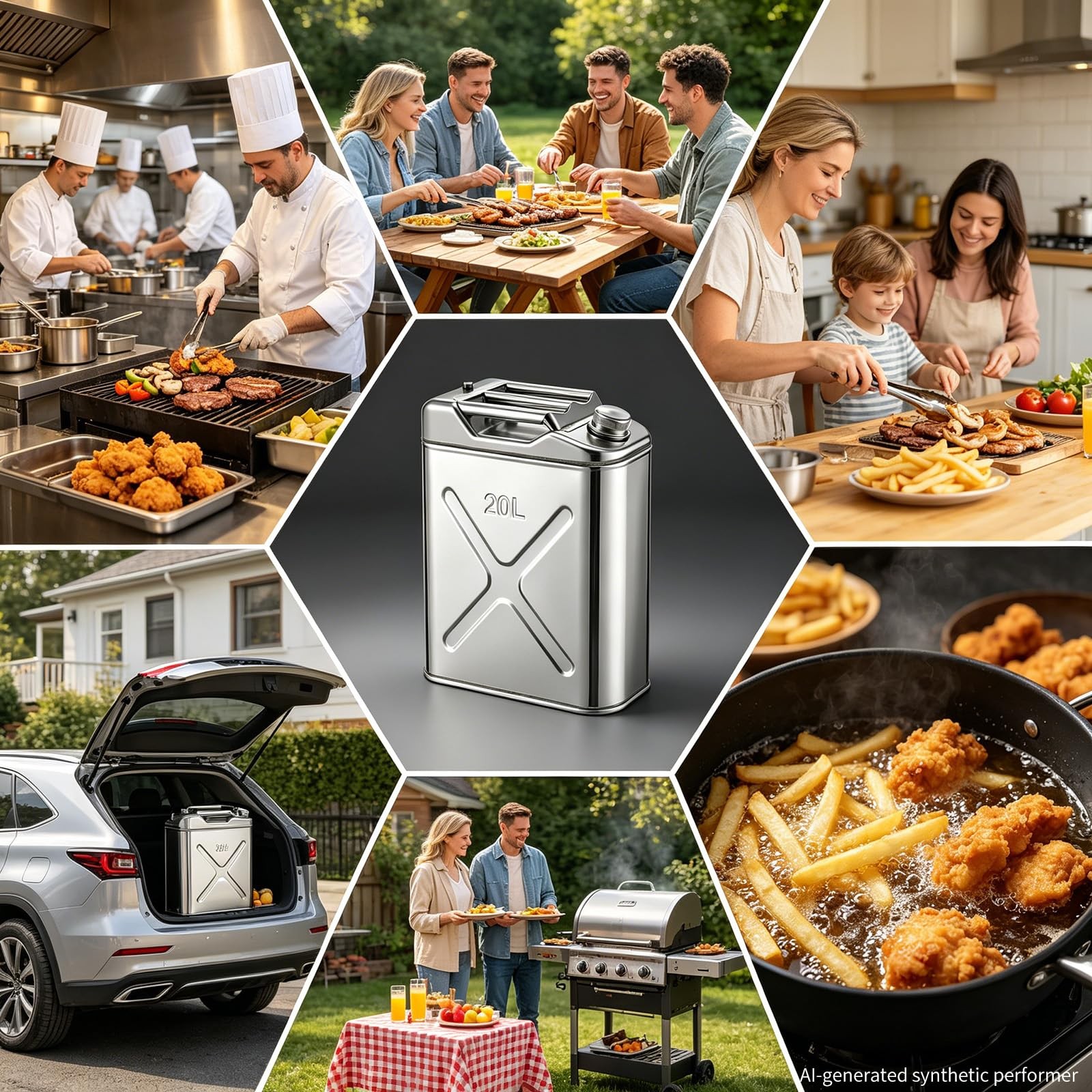 5.3 Gallon Large Capacity Oil Storage Container, 304 Stainless Steel Hot Oil …