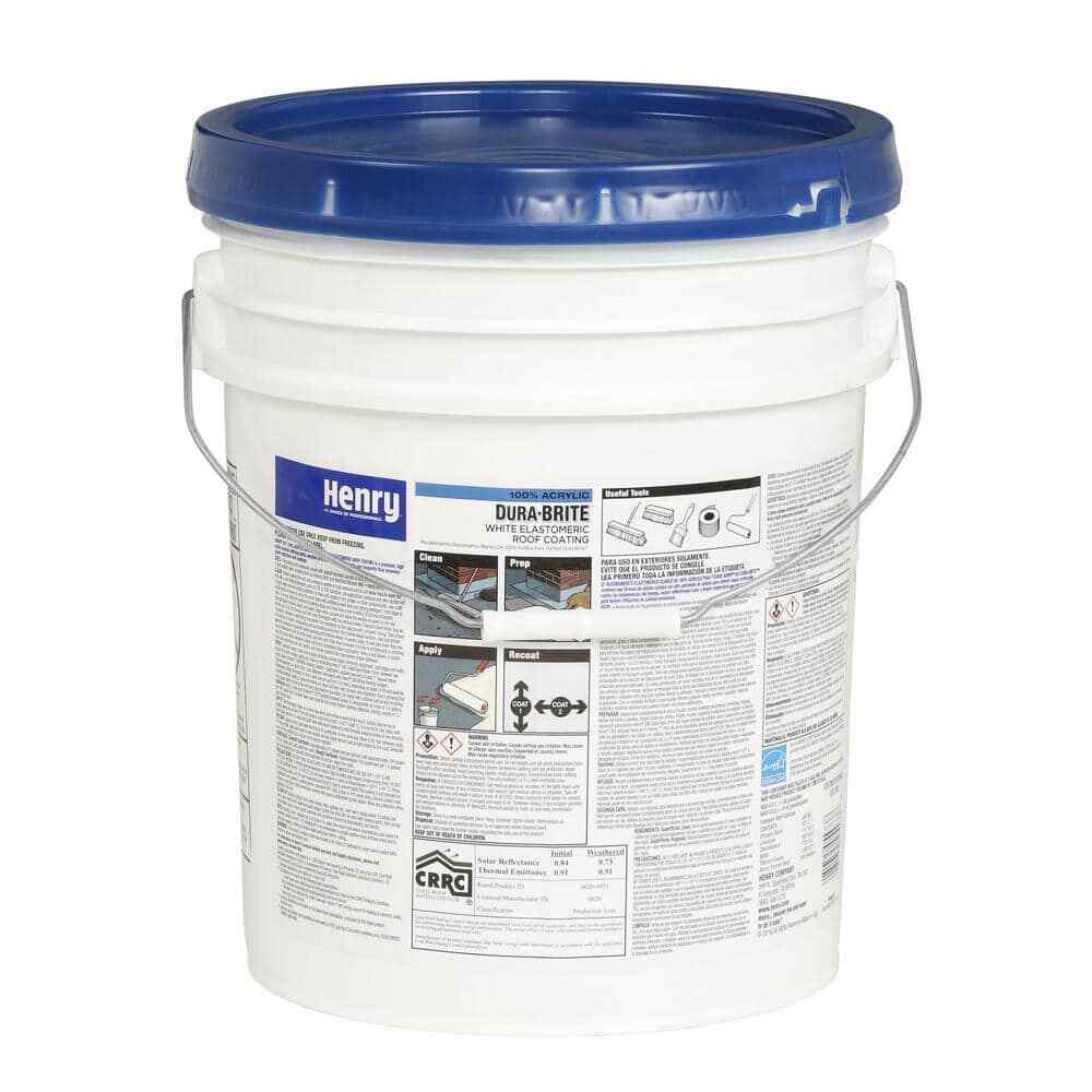 Henry Dura-Brite White Elastomeric Roof Coating 4.75 Gal Seal Roof Leaks Coating