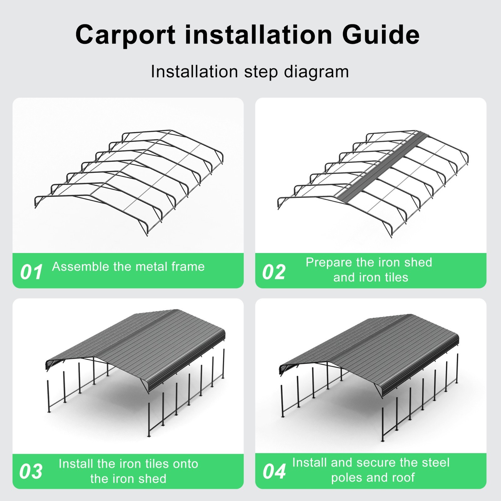 PABIMIA 20×30 FT Heavy-Duty Metal Carport, Outdoor Galvanized Steel Shelter