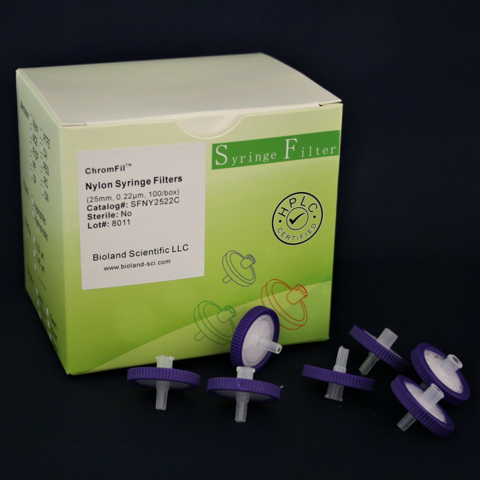 25mm Nylon Syringe Filter (0.22/0.45 um Pore Sizes, Non-sterile, 50/100 pieces)