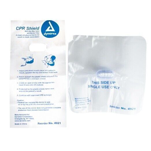 Dynarex CPR Microsheild, 20mm Ventilation Tube, One-Way Valve – 2 Each