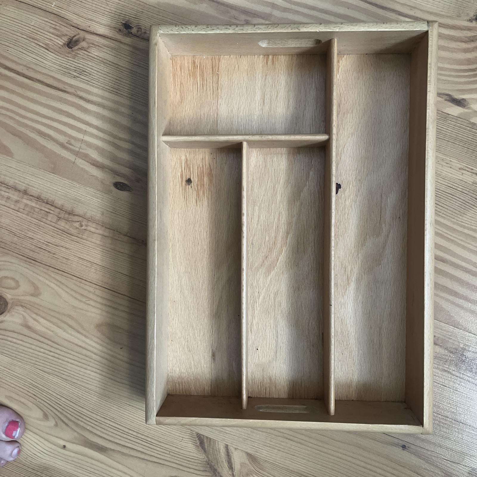 Vintage Beech Wood Divided Drawer Organizer Tray Dovetail Made In Romania»