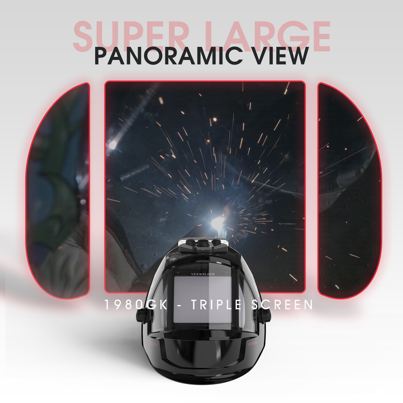 Auto Darkening Welding Helmet, Large Viewing True Color 6 Arc Sensor Welder Mask