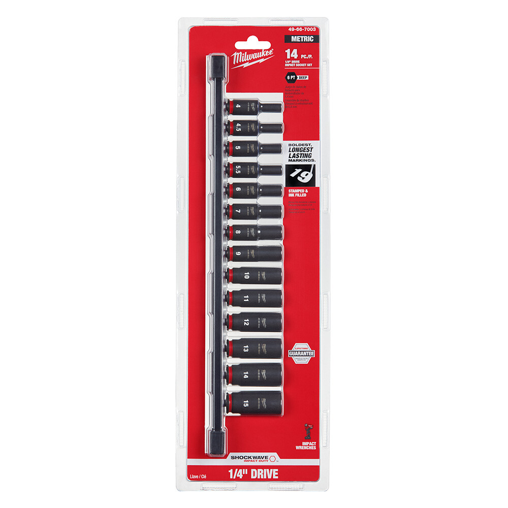Milwaukee 49-66-7003 14PC SHOCKWAVE Impact Duty 1/4″ Drive Metric 6Pt Socket Set