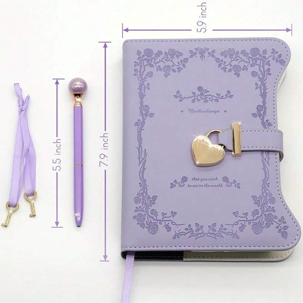 Notebook With Lock for Writing A5 Journal Diary Pen & Bookmark Lined Notebook