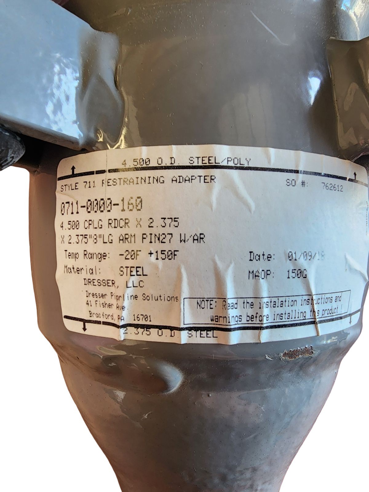 Dresser 0711‑0000‑160 Style 711 Reducing Coupling 4.500″×2.375″ 8″ LG ARM PIN27
