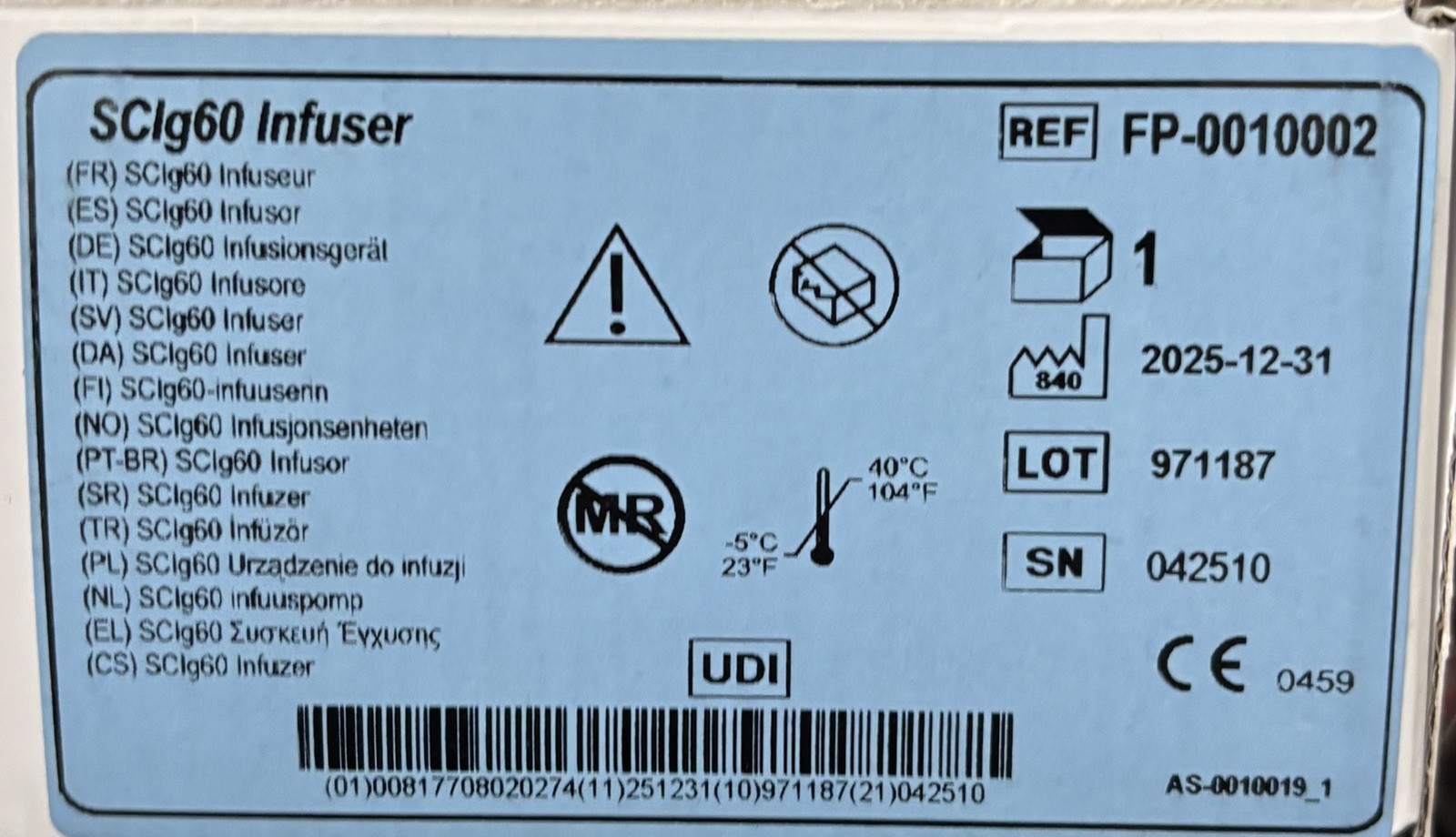 EMED Technologies 2025-12-31 SCIg60 Infuser Syringe Pump FP-0010002