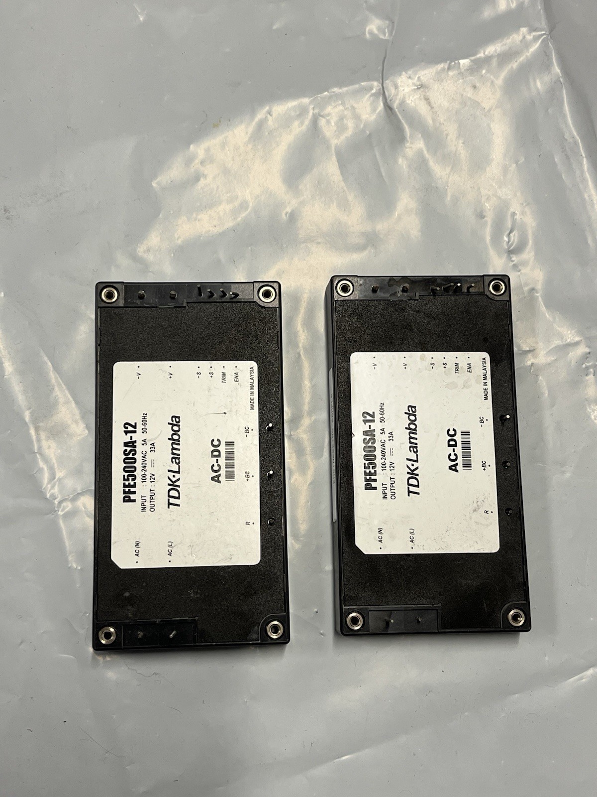 Lot Of 2,TDK-Lambda PFE500SA-12 AC-DC Power Supply 12V 33A 500W