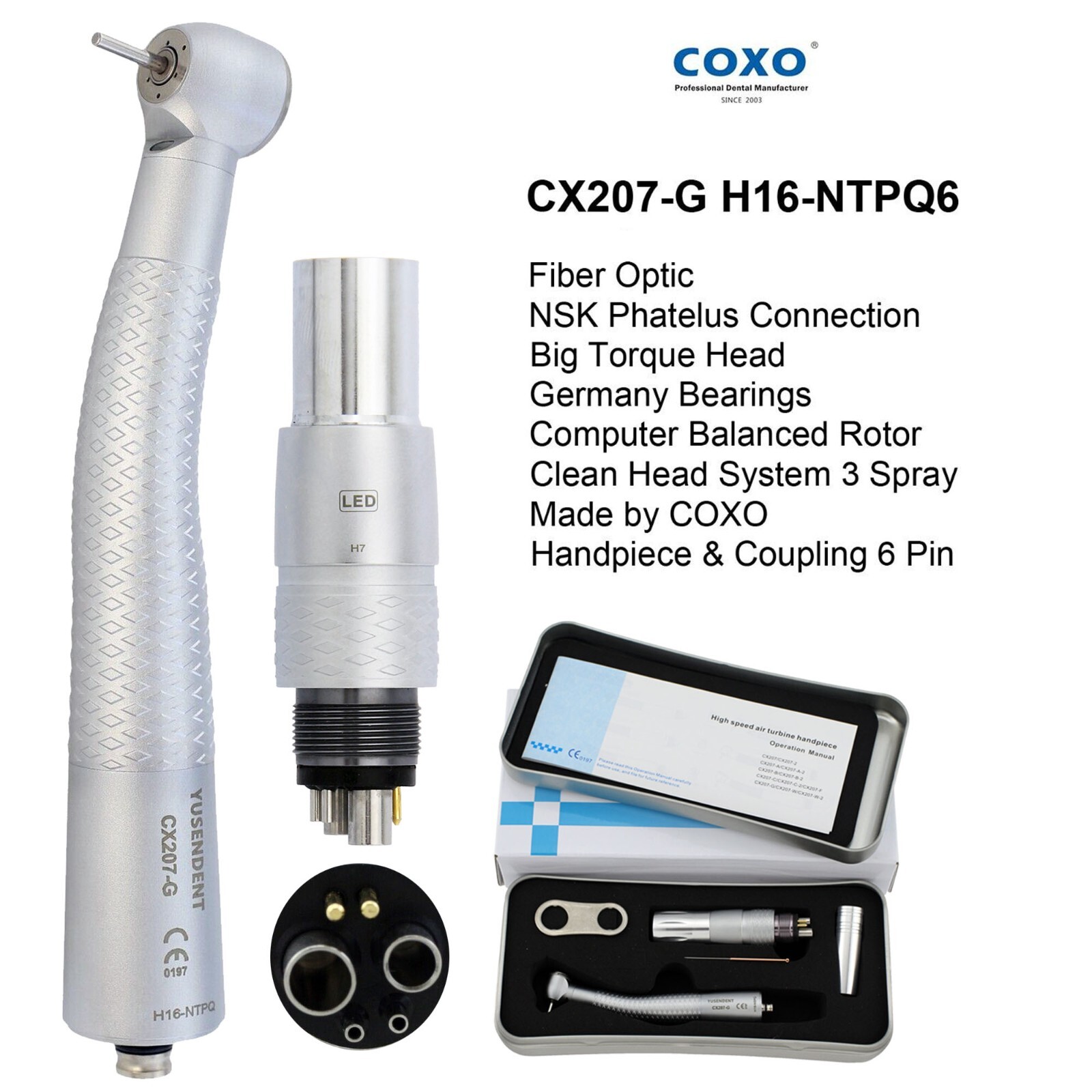 COXO Dental Handpiece CX207 BEING Surgical Handpiece 45 Degree NSK KaVo Coupler