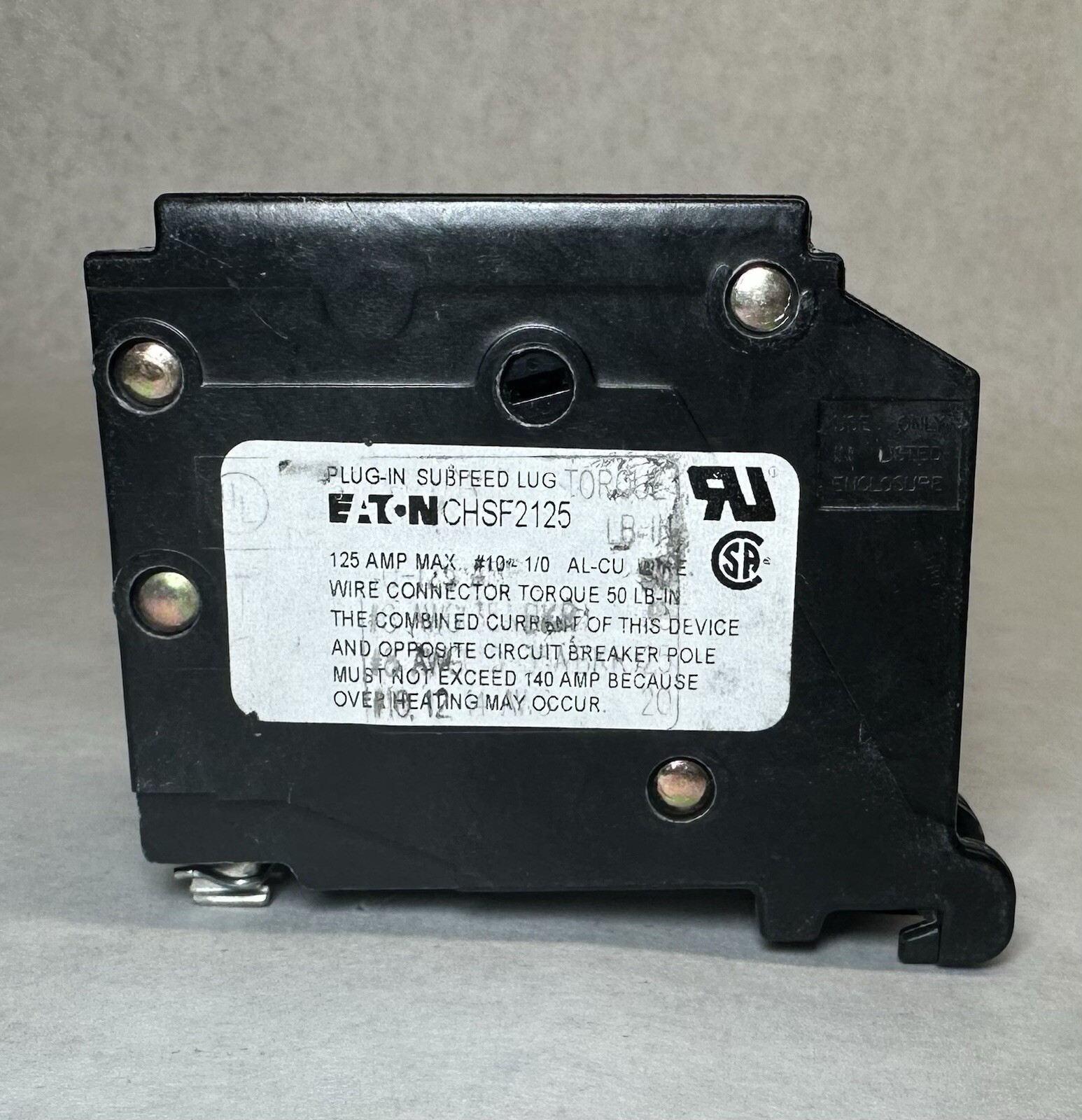 NEW Eaton CHSF2125 Plug-In Subfeed Lug, 125 Amp