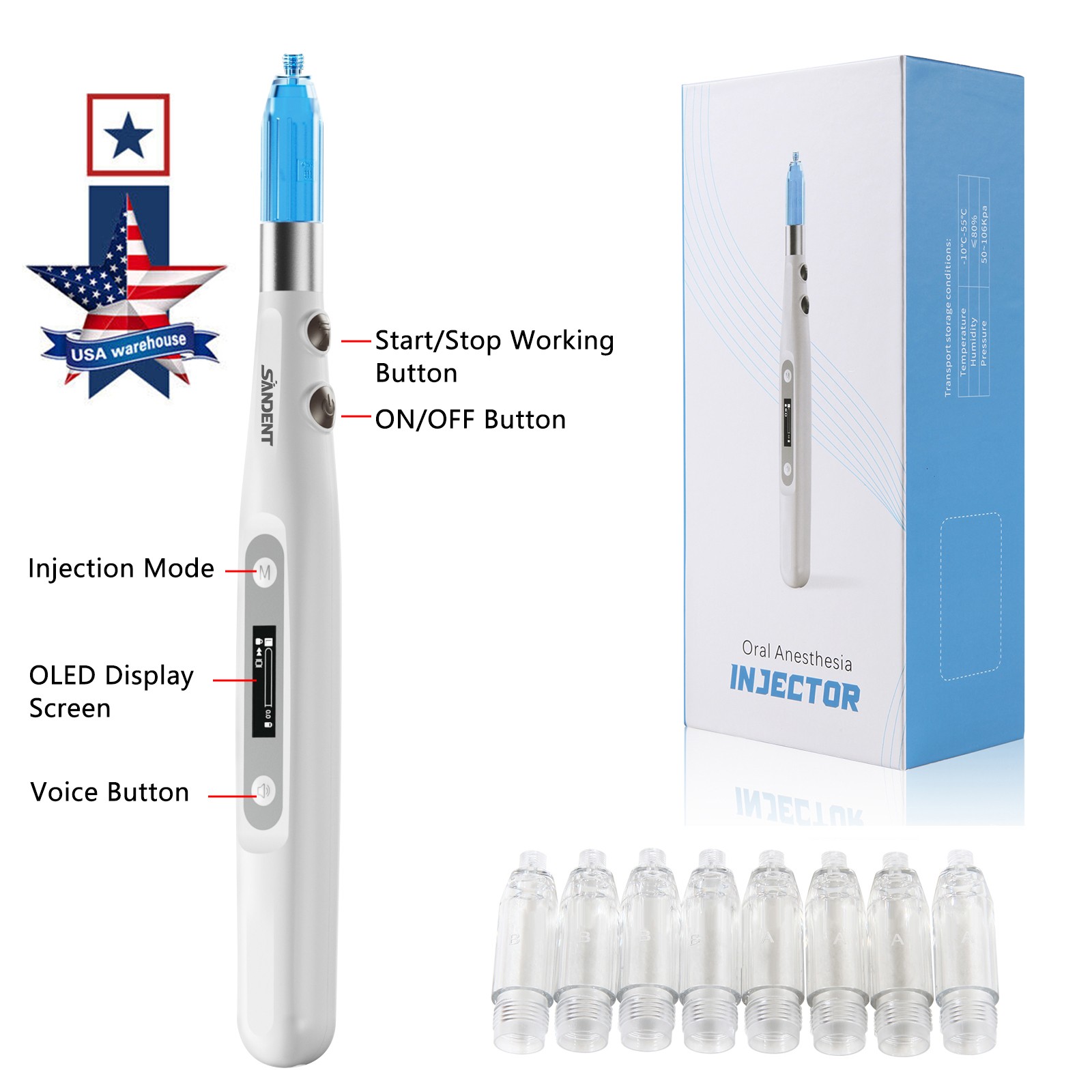 2X Dental High Speed Handpiece Standard Air Turbine 4Holes Quick Coupling AXM