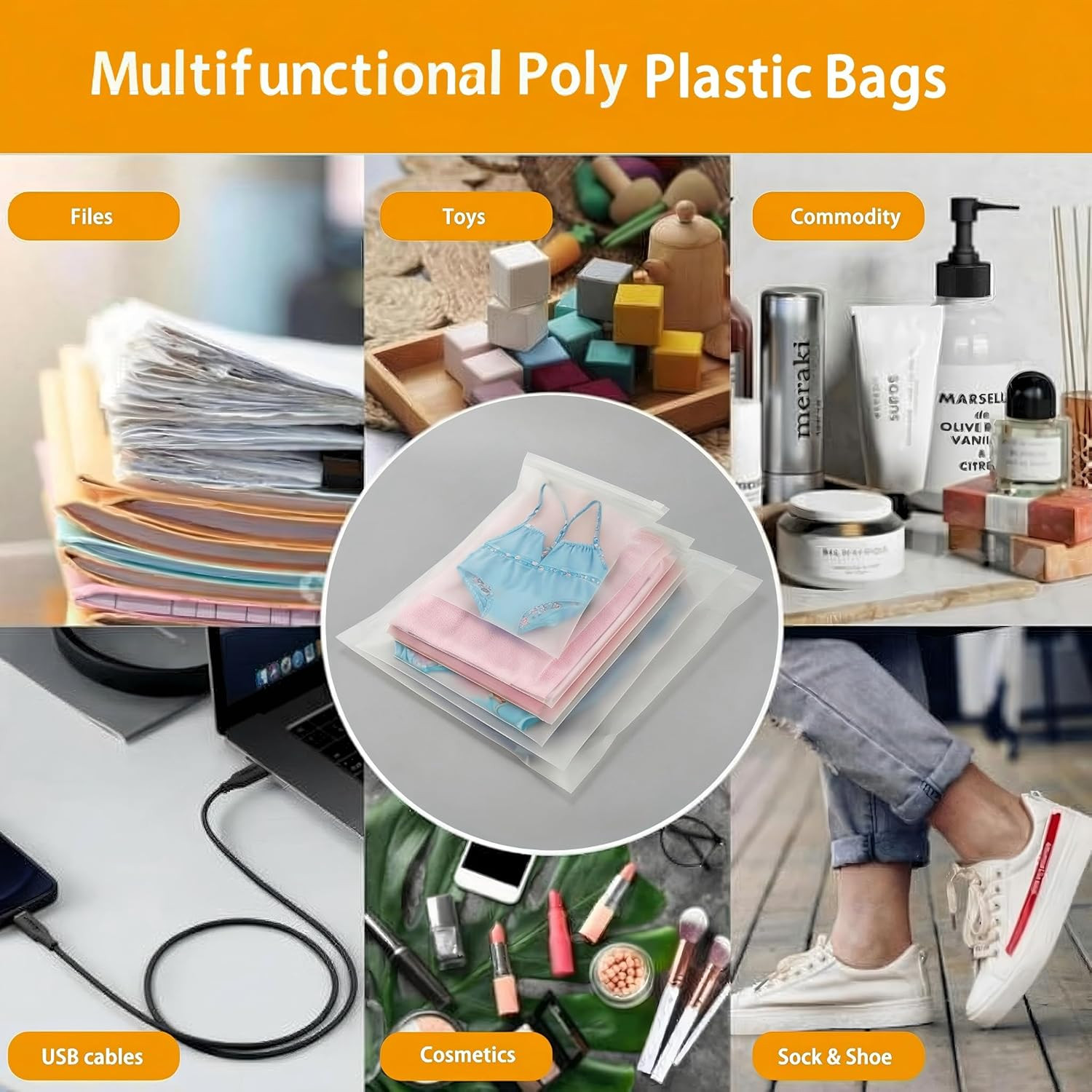 12 X 15 Inch Clothes Packaging Bags for Shipping, 50 Pcs Plastic Frosted Zipper