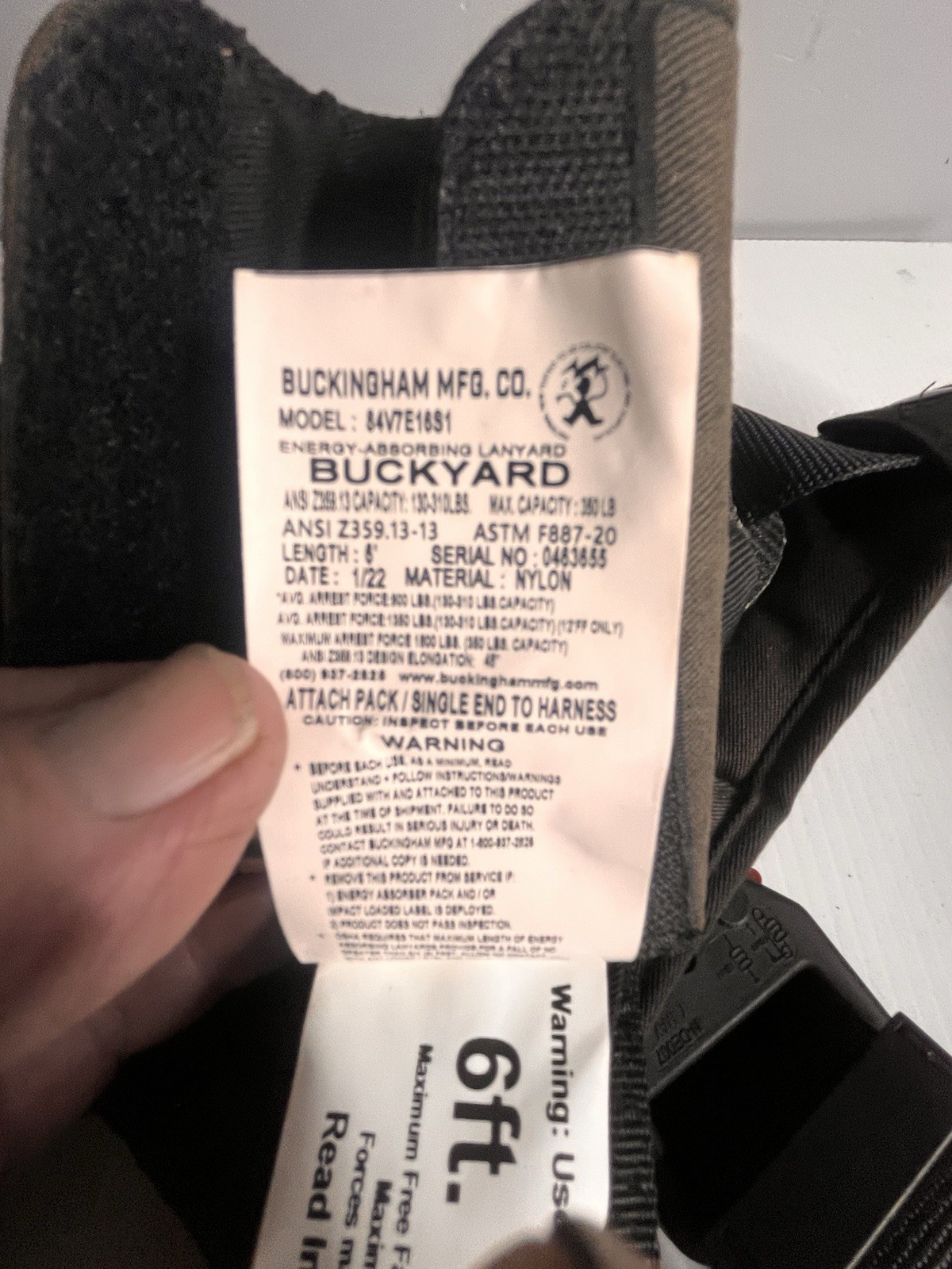 Buckingham Buck Safety Fall Harness w/Leg Straps Energy Absorbing Buckyard 2022